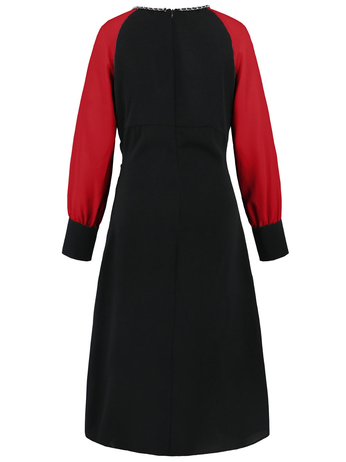 Ruched Contrast Long Sleeve Midi Dress-TOPS / DRESSES-[Adult]-[Female]-2022 Online Blue Zone Planet