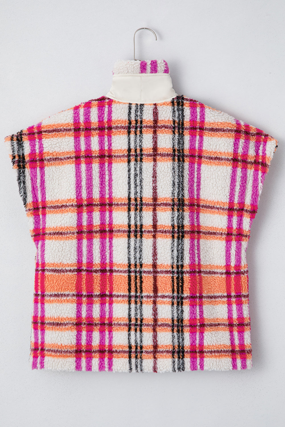 Rose Sherpa Plaid Jacket Vest-Outerwear/Vests-[Adult]-[Female]-2022 Online Blue Zone Planet