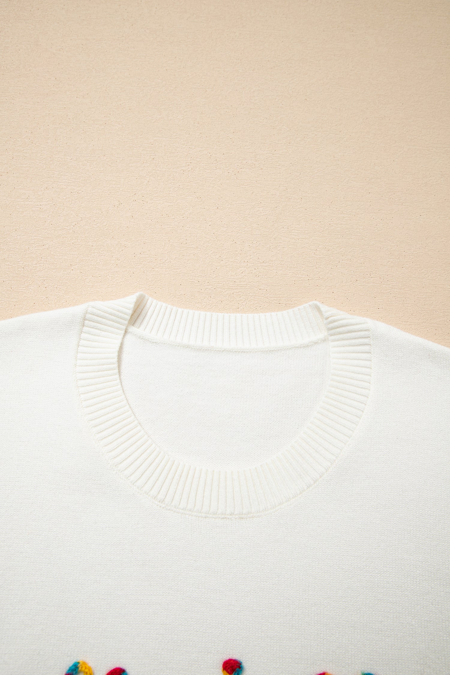 Beige Colorful Holly Jolly Christmas Knit Loose Sweater-TOPS / DRESSES-[Adult]-[Female]-2022 Online Blue Zone Planet