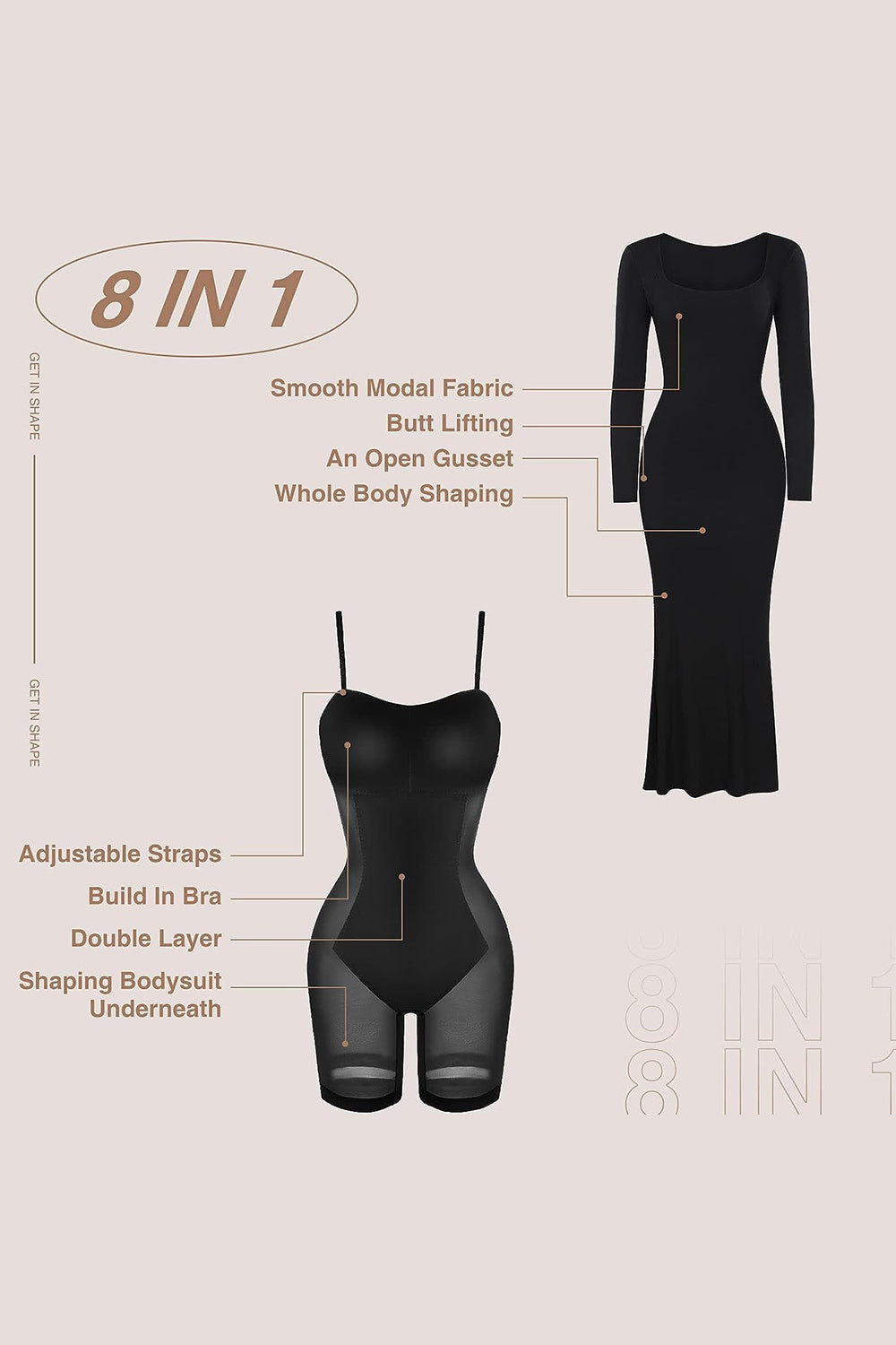 Basic Bae Built-In Shapewear Square Neck Long Sleeve Maxi Dress-TOPS / DRESSES-[Adult]-[Female]-2022 Online Blue Zone Planet