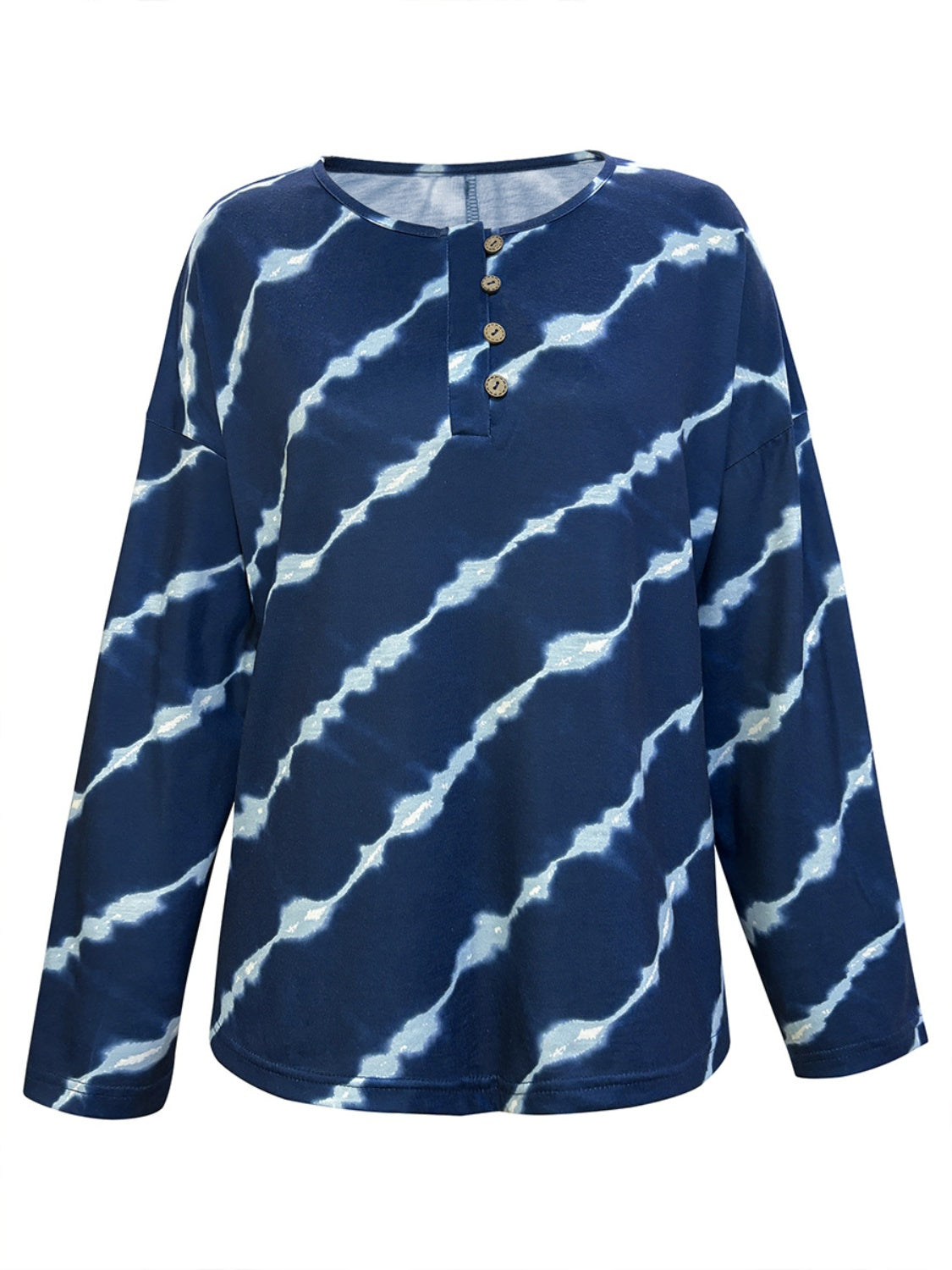 Striped Round Neck Long Sleeve T-Shirt-TOPS / DRESSES-[Adult]-[Female]-2022 Online Blue Zone Planet