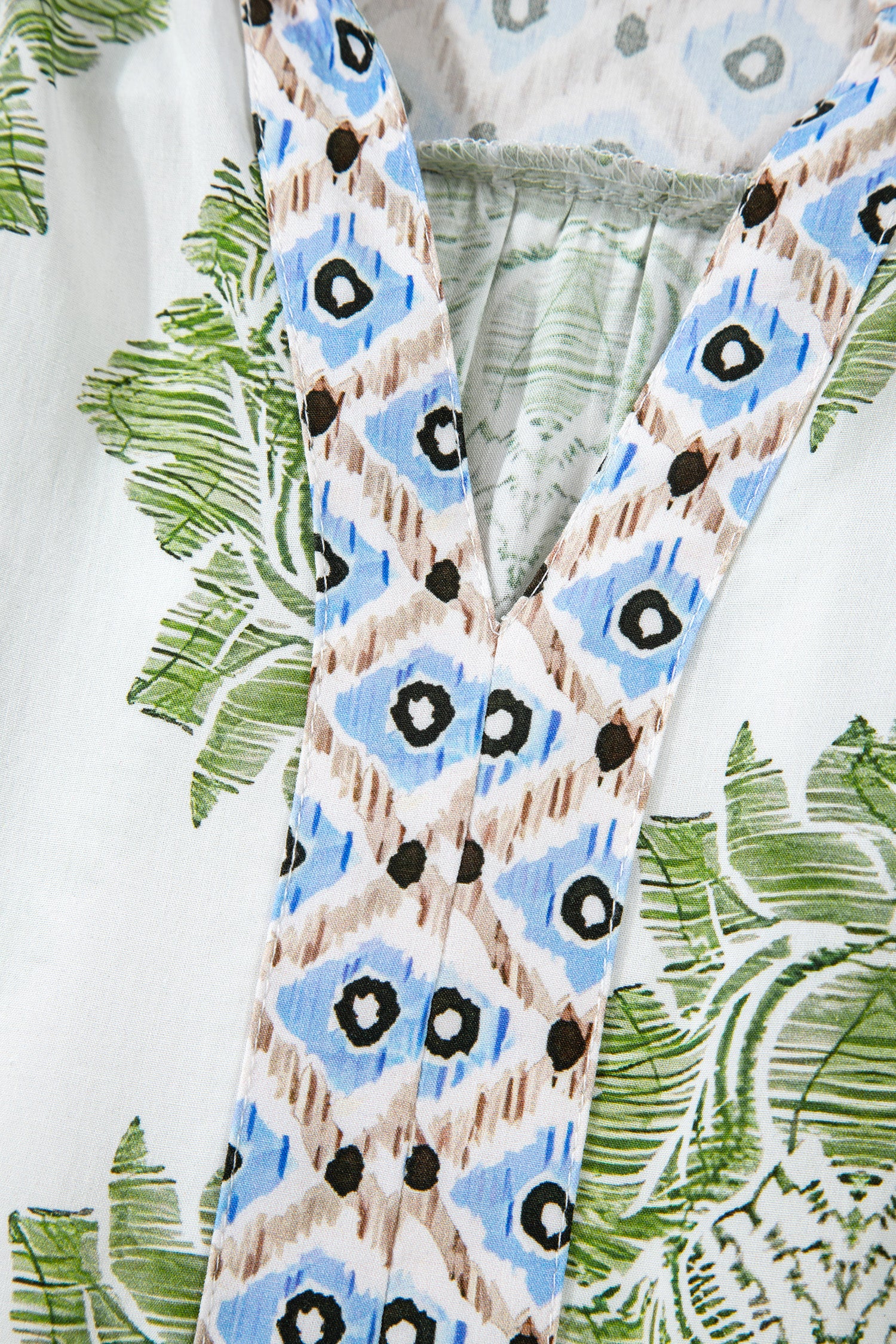 Green Floral Print Contrast Patchwork Ruffle Detail Mini Dress-TOPS / DRESSES-[Adult]-[Female]-2022 Online Blue Zone Planet