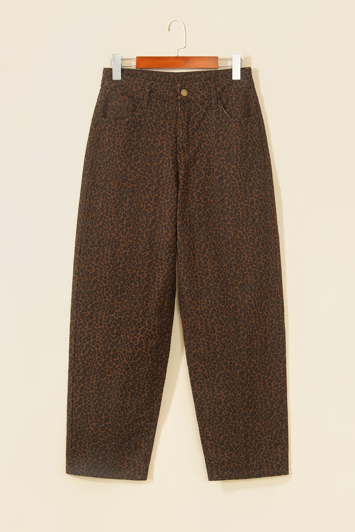 Brown Casual Leopard Print Full-Length Regular Fit Jeans-TOPS / DRESSES-[Adult]-[Female]-2022 Online Blue Zone Planet