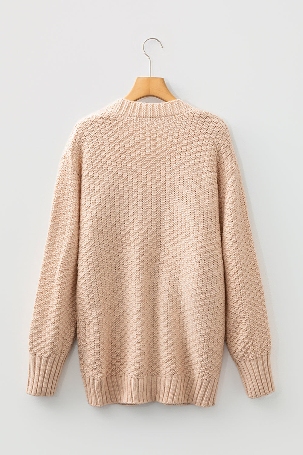 Smoke Gray Open Front Knitted Denim Pocket Patchwork Cardigan-Sweaters & Cardigans/Cardigans-[Adult]-[Female]-2022 Online Blue Zone Planet