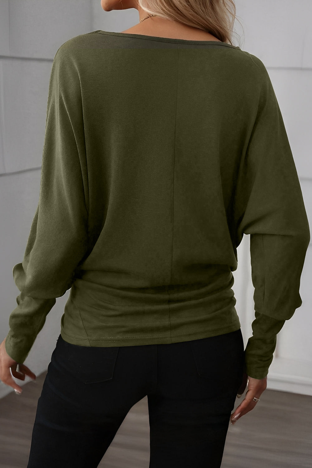 Four Leaf Clover Solid Color Extended Cuffs Long Sleeve Top-Tops/Long Sleeve Tops-[Adult]-[Female]-2022 Online Blue Zone Planet