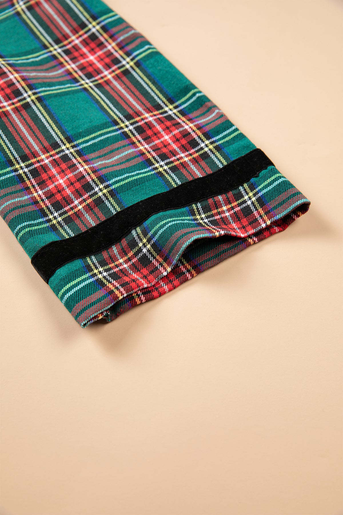 Green Plaid Velvet Trim Pockets Short Shift Dress-TOPS / DRESSES-[Adult]-[Female]-2022 Online Blue Zone Planet