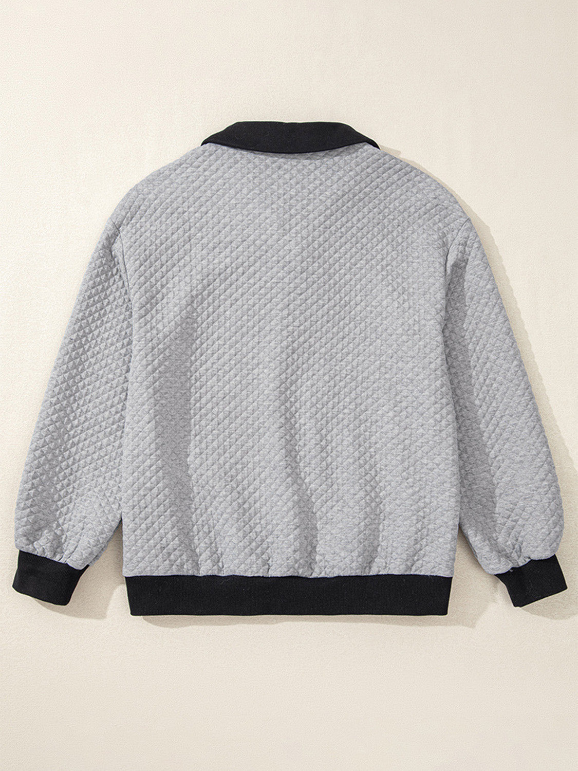 Texture Quarter Button Long Sleeve Sweatshirt-TOPS / DRESSES-[Adult]-[Female]-2022 Online Blue Zone Planet