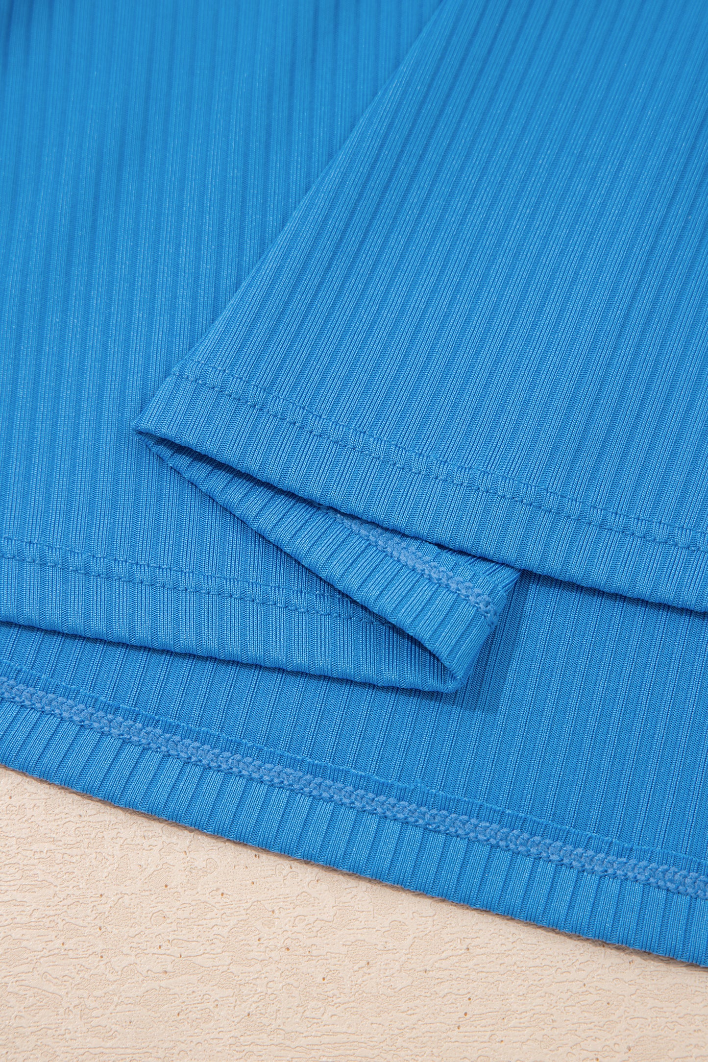 Dusk Blue Color Block Edge Ribbed Pocketed Lined Swim Dress-TOPS / DRESSES-[Adult]-[Female]-2022 Online Blue Zone Planet