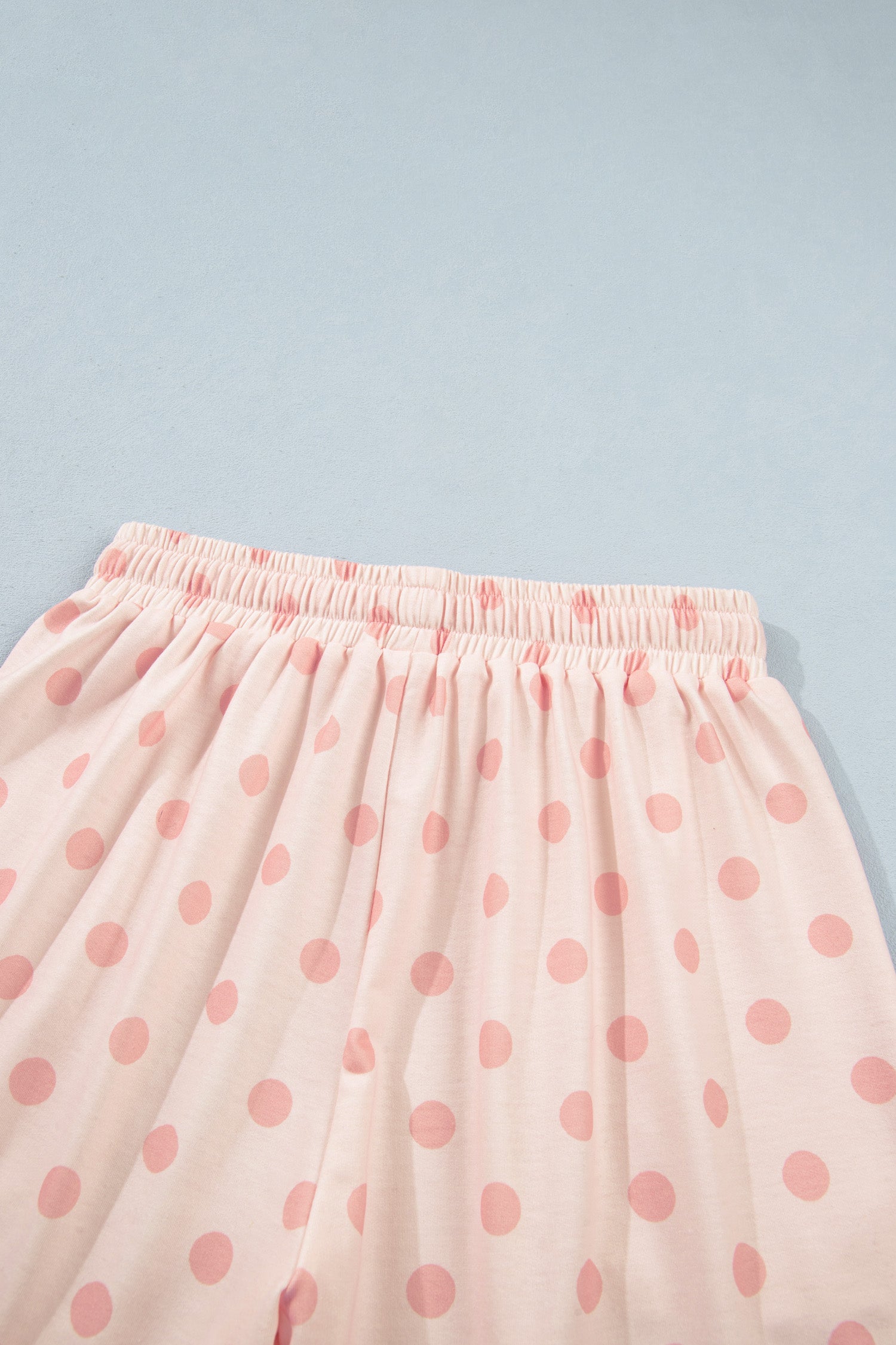Pink Polka Dot Drop Shoulder Polo Loose Pullover Patch Pocket Casual Shorts Set-Two Piece Sets/Short Sets-[Adult]-[Female]-2022 Online Blue Zone Planet
