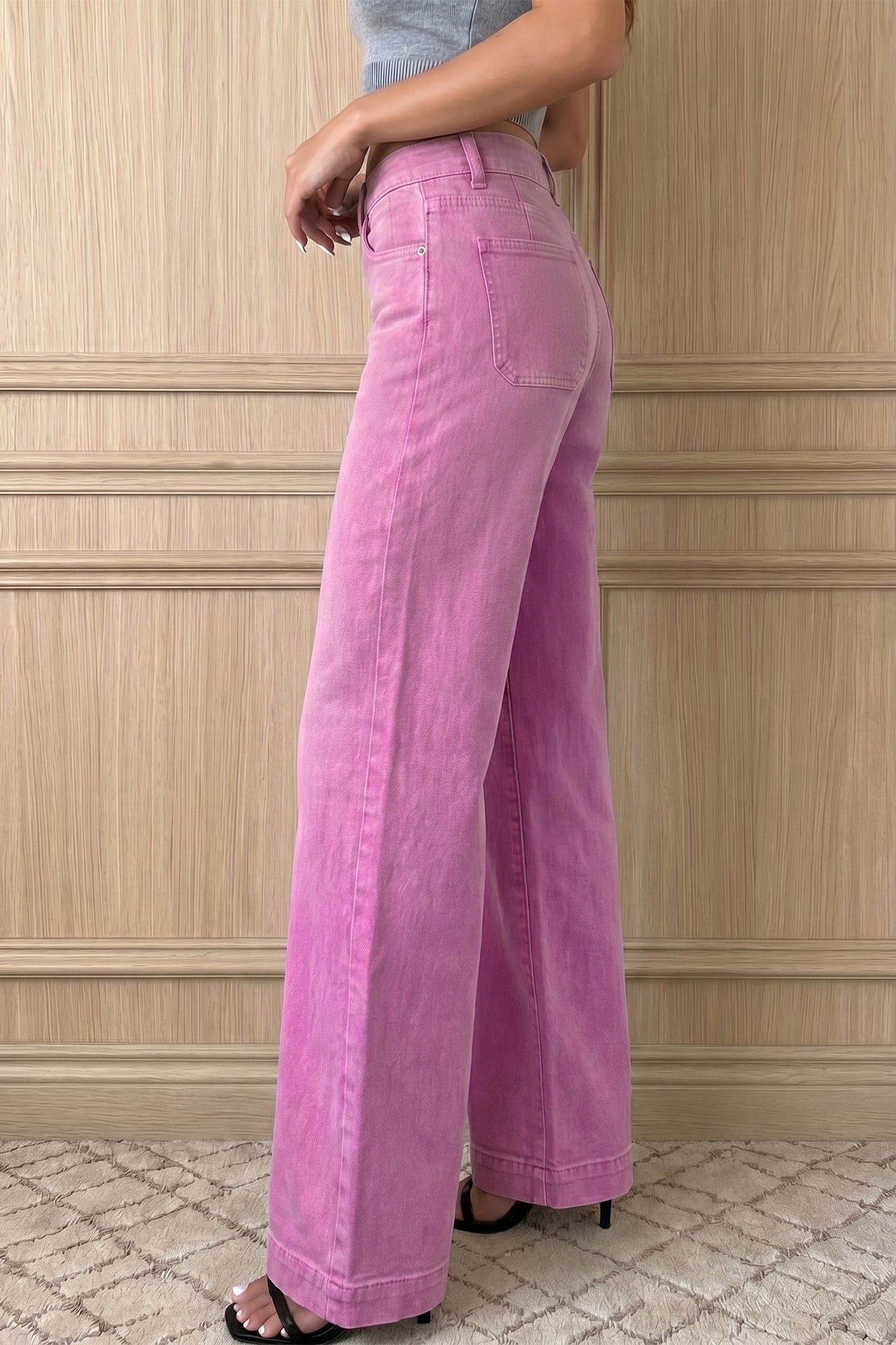 Bonbon 2-Button High Waist Flared Bottom Jeans-Bottoms/Jeans-[Adult]-[Female]-2022 Online Blue Zone Planet