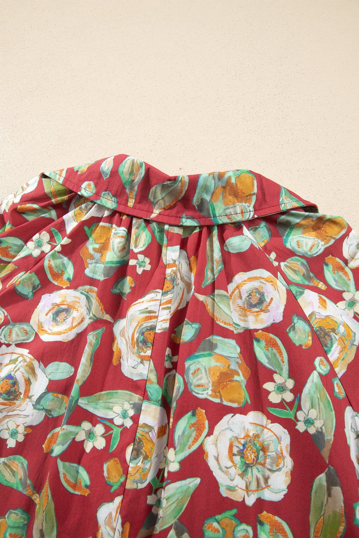 Red Floral Print Half Sleeve Short Shift Dress-TOPS / DRESSES-[Adult]-[Female]-2022 Online Blue Zone Planet