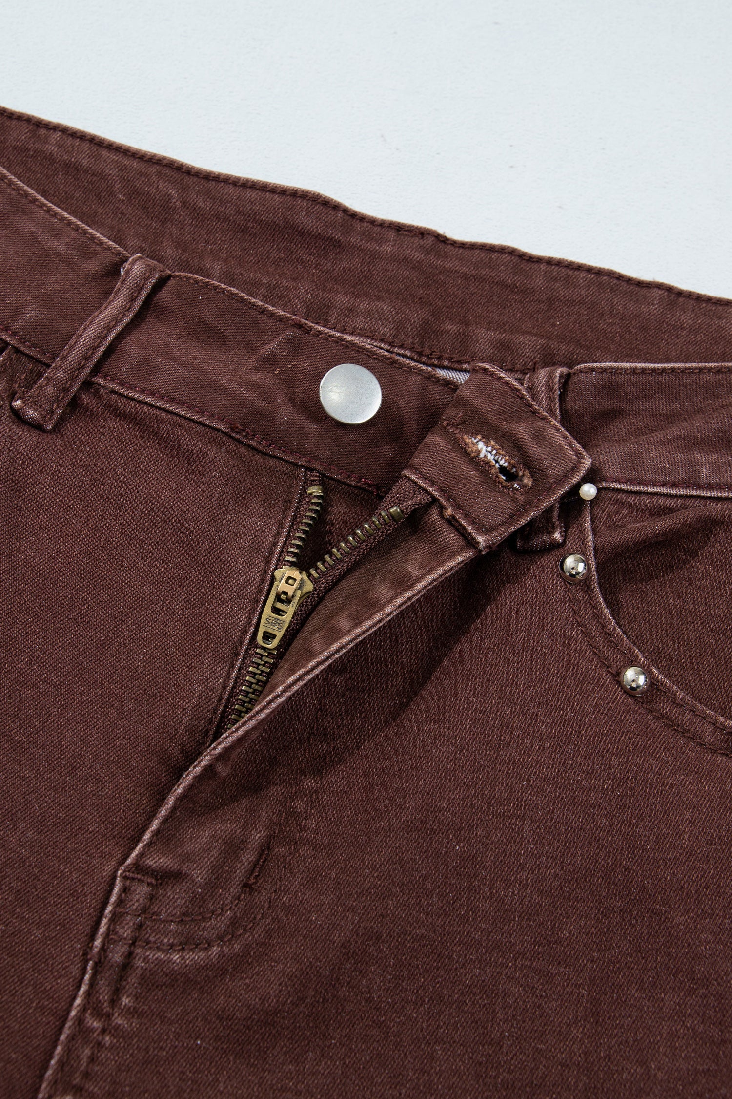 Dusk Blue Side Seam Rivet Detail Ankle Length Casual Jeans-Bottoms/Jeans-[Adult]-[Female]-2022 Online Blue Zone Planet