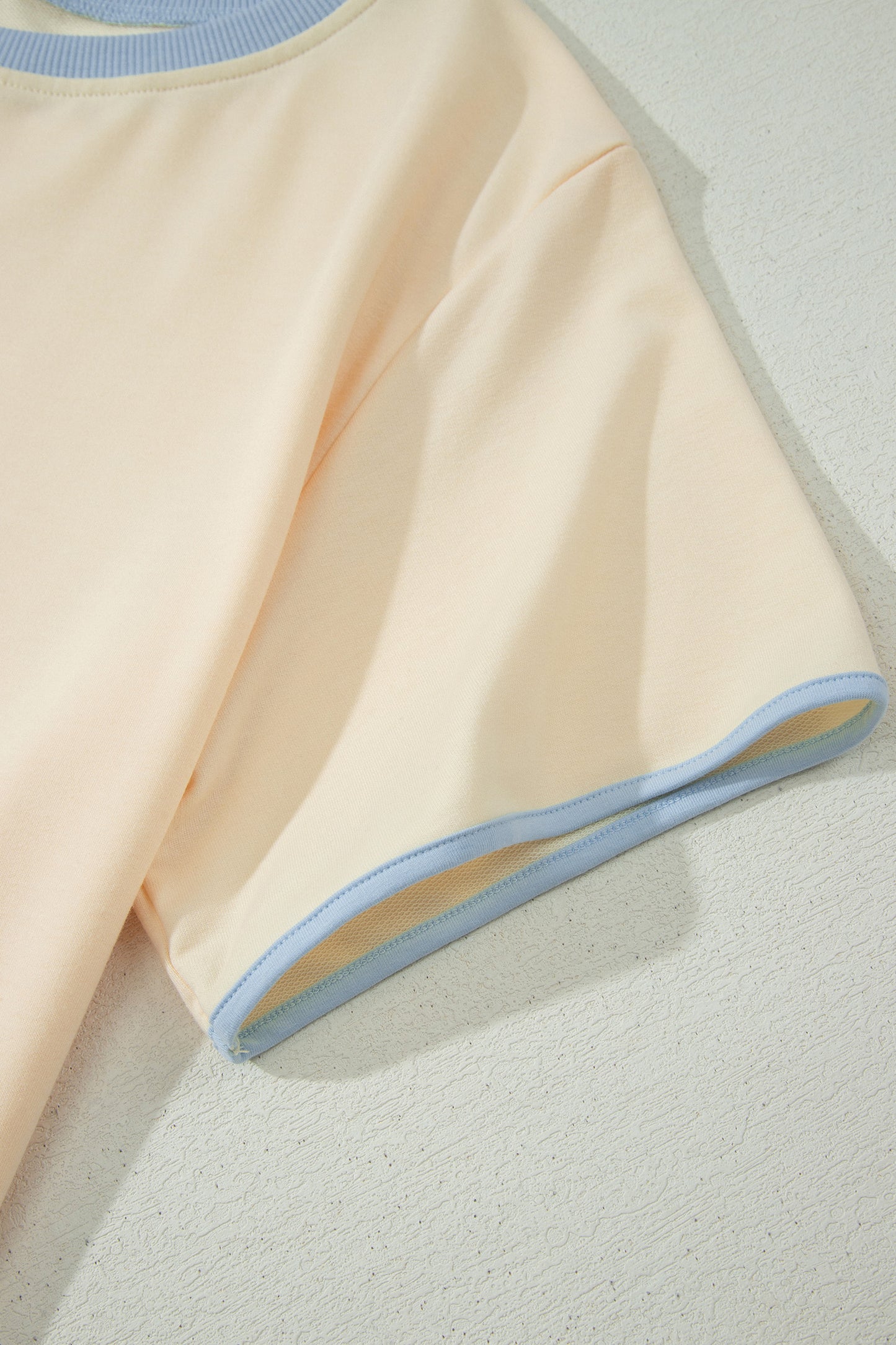 Apricot Colorblock Edge Drop Shoulder T Shirt and Skort 2Pcs Set-Two Piece Sets/Two Piece Dresses-[Adult]-[Female]-2022 Online Blue Zone Planet