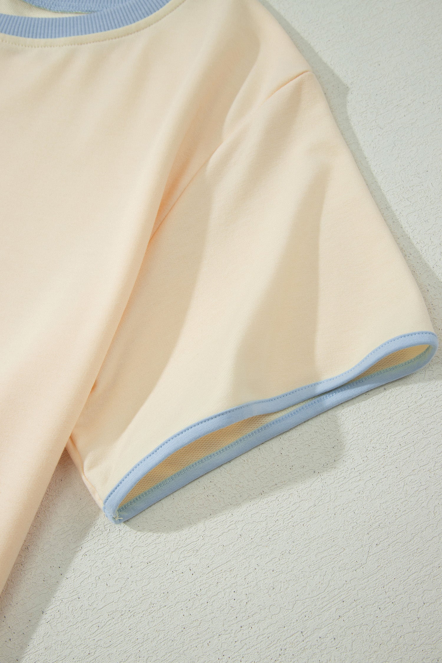 Apricot Colorblock Edge Drop Shoulder T Shirt and Skort 2Pcs Set-Two Piece Sets/Two Piece Dresses-[Adult]-[Female]-2022 Online Blue Zone Planet