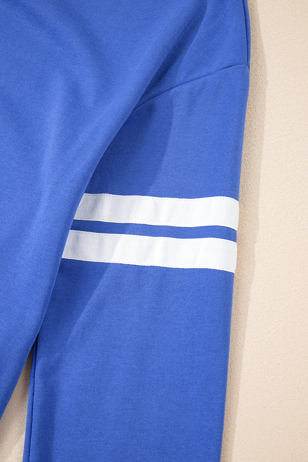 Sky Blue Varsity Contrast Banded Sleeve Shift Sweatshirt Dress-TOPS / DRESSES-[Adult]-[Female]-2022 Online Blue Zone Planet
