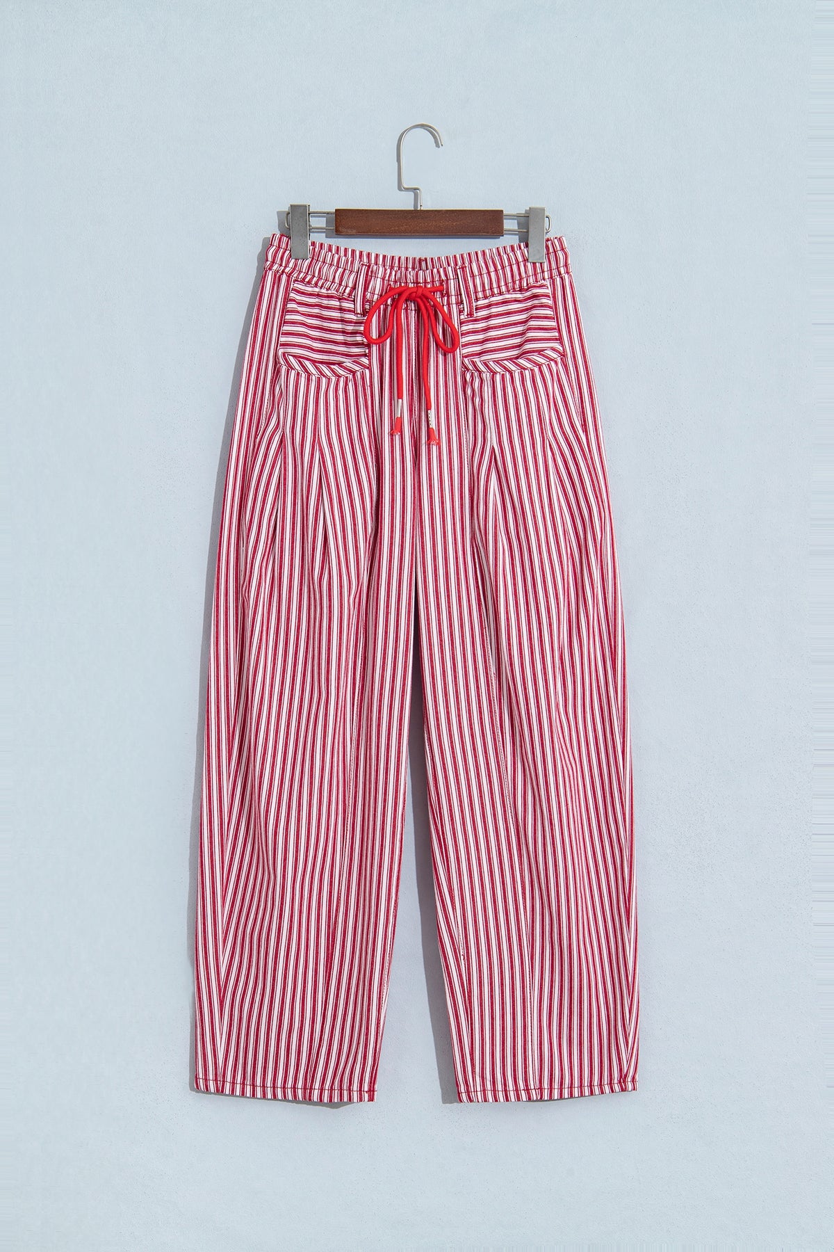 Red Stripe Drawstring Casual Loose Pants-Bottoms/Pants & Culotte-[Adult]-[Female]-2022 Online Blue Zone Planet