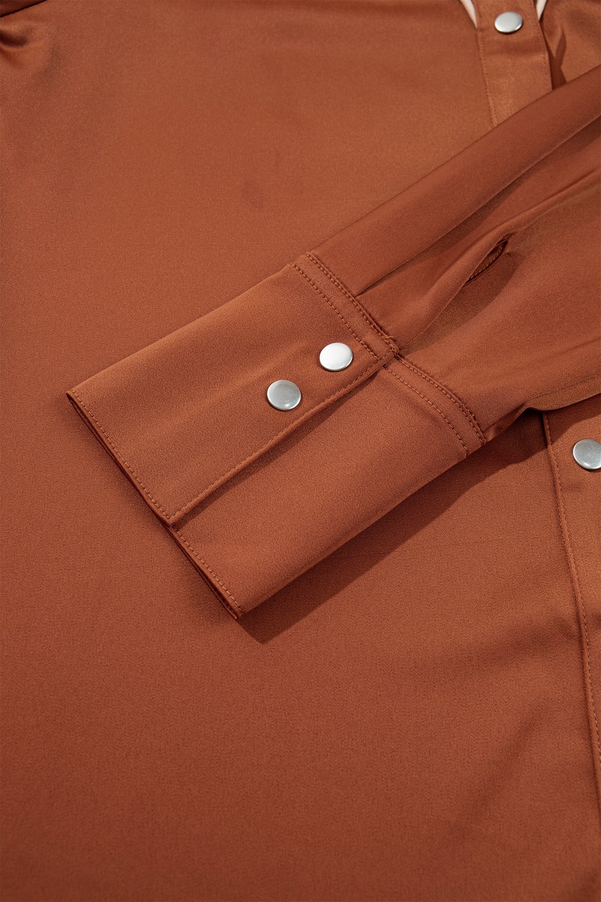 Cinnamon Silky Long Sleeve Button Front Western Fashion Shirt-Tops/Blouses & Shirts-[Adult]-[Female]-2022 Online Blue Zone Planet