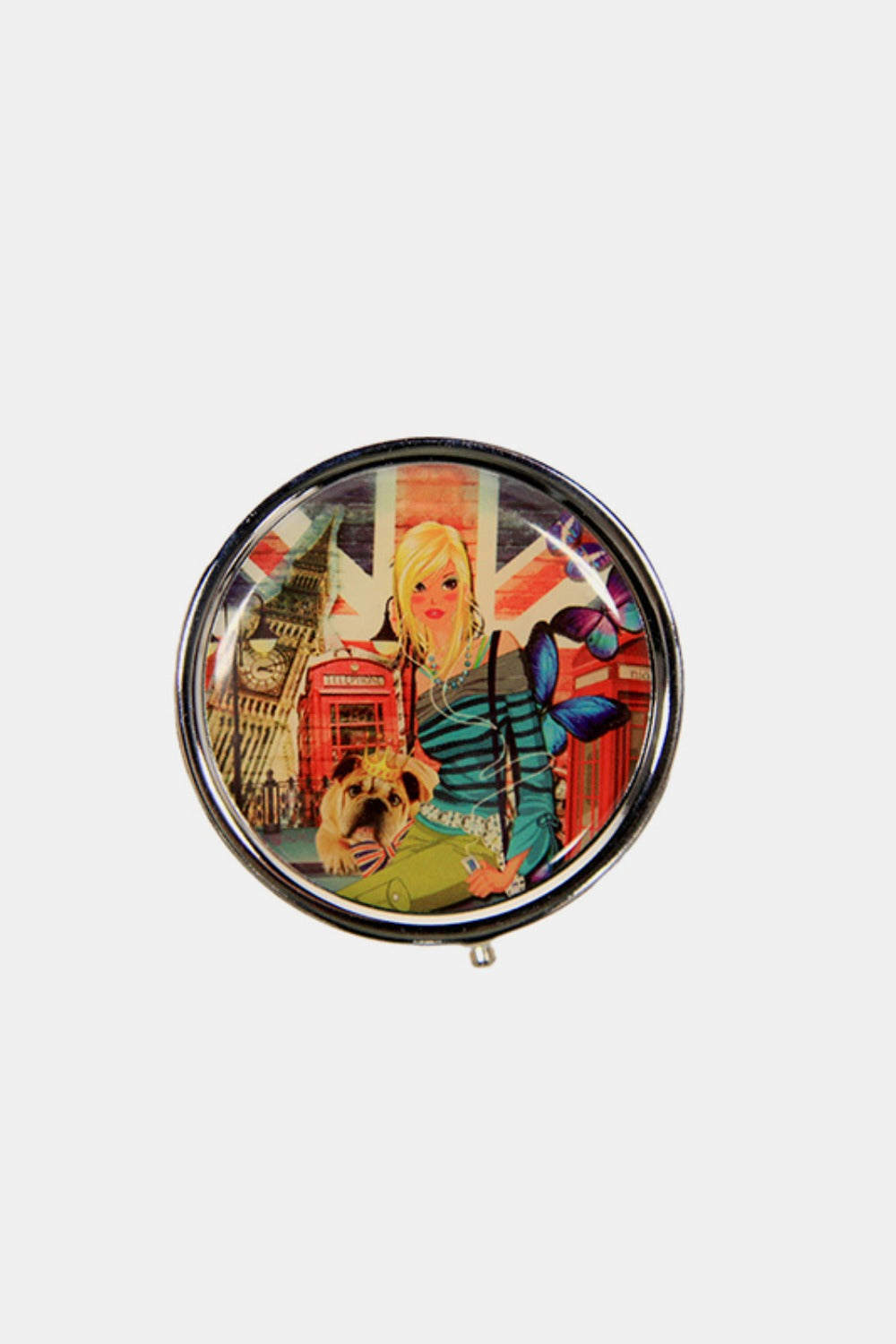 Nicole Lee USA Print Metallic Circular Large Pill Case-PILL CASES-[Adult]-[Female]-London Girl-One Size-2022 Online Blue Zone Planet