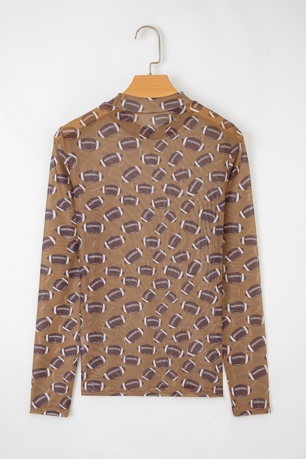 Brown Game Day Rugby Mesh Sheer Long Sleeve Top-Tops/Long Sleeve Tops-[Adult]-[Female]-2022 Online Blue Zone Planet