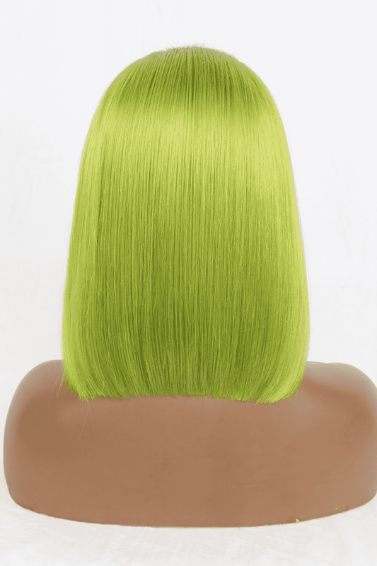 12" 140g Lace Front Wigs Human Hair in Lime 150% Density BLUE ZONE PLANET