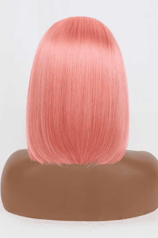 12" 165g Lace Front Wigs Human Hair in Rose Pink 150% Density BLUE ZONE PLANET