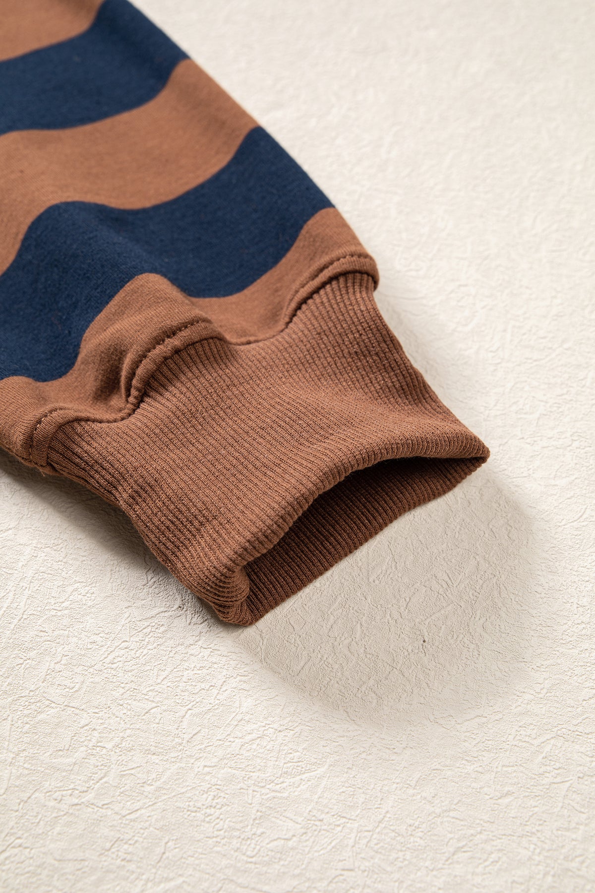Brown Stripe Colorblock Mock Neck Relaxed Sweatshirt-Tops/Sweatshirts & Hoodies-[Adult]-[Female]-2022 Online Blue Zone Planet