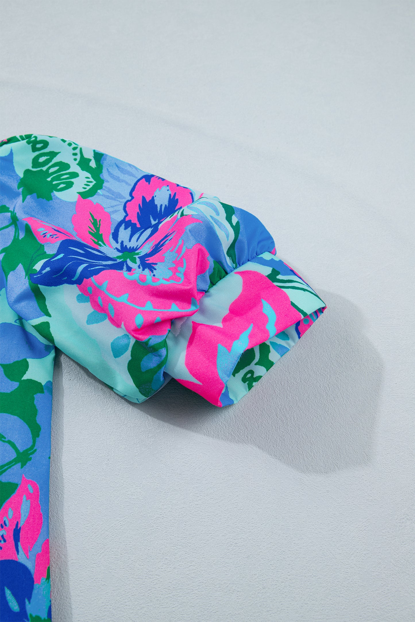Sky Blue Floral Print V Neck Half Sleeve Blouse-Tops/Blouses & Shirts-[Adult]-[Female]-2022 Online Blue Zone Planet