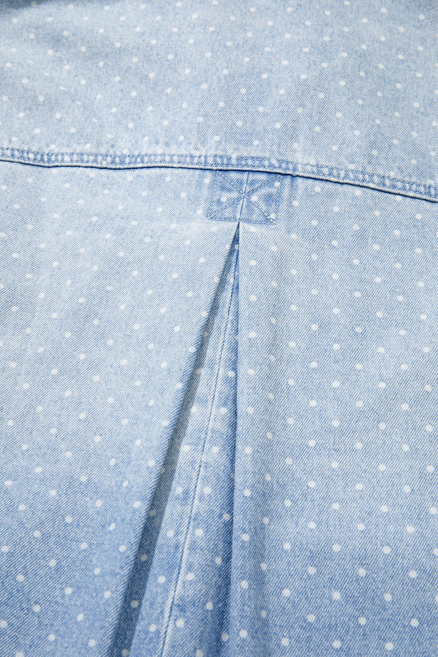 Sky Blue Polka Dot Long Sleeve Collar Pocket Casual Shift Silhouette Denim Jacket-Outerwear/Denim jackets-[Adult]-[Female]-2022 Online Blue Zone Planet