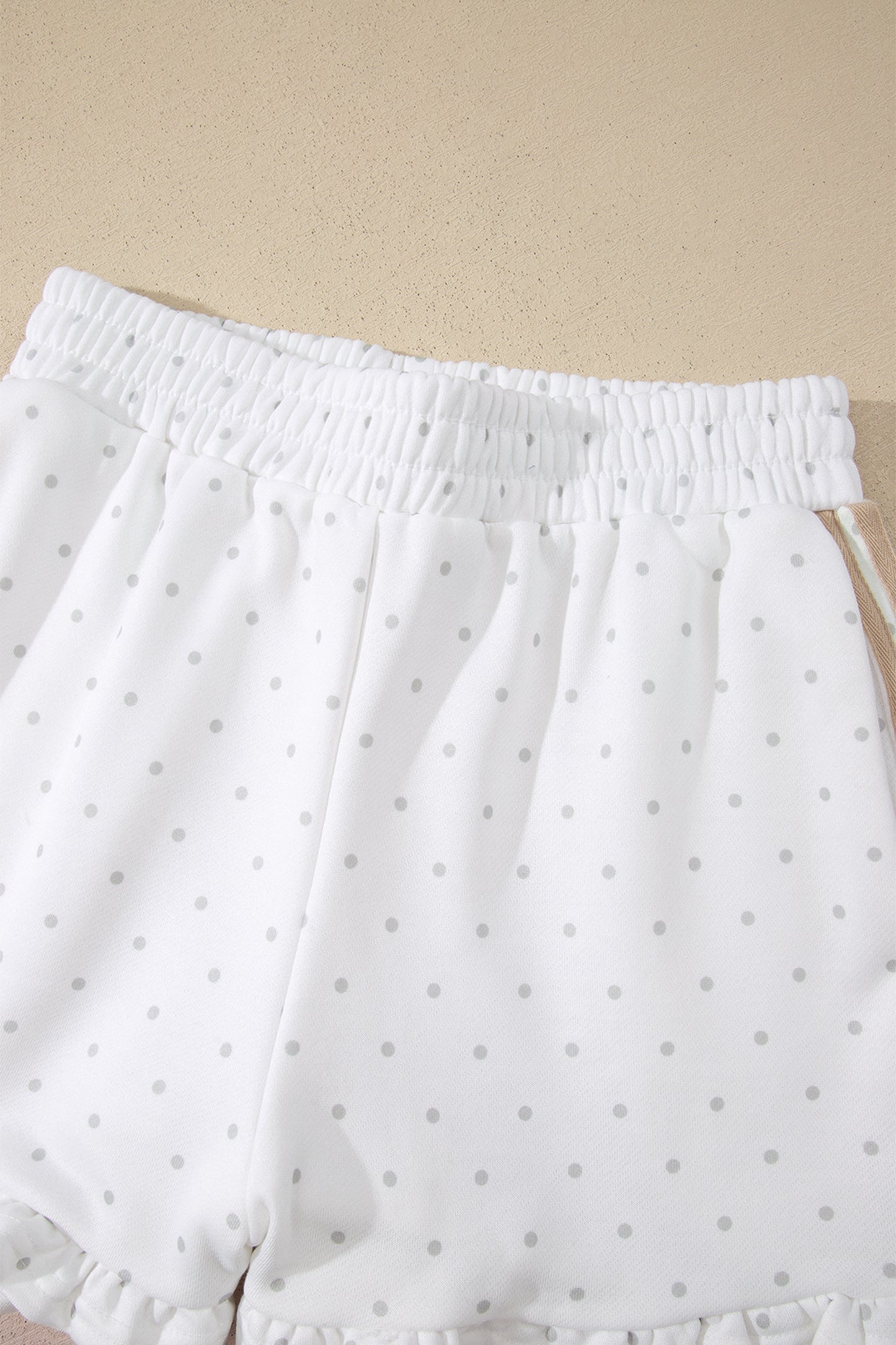 White Polka Dot Print Side Stripe Detail Casual Sweatshirt 2pcs Short Set-Two Piece Sets/Short Sets-[Adult]-[Female]-2022 Online Blue Zone Planet