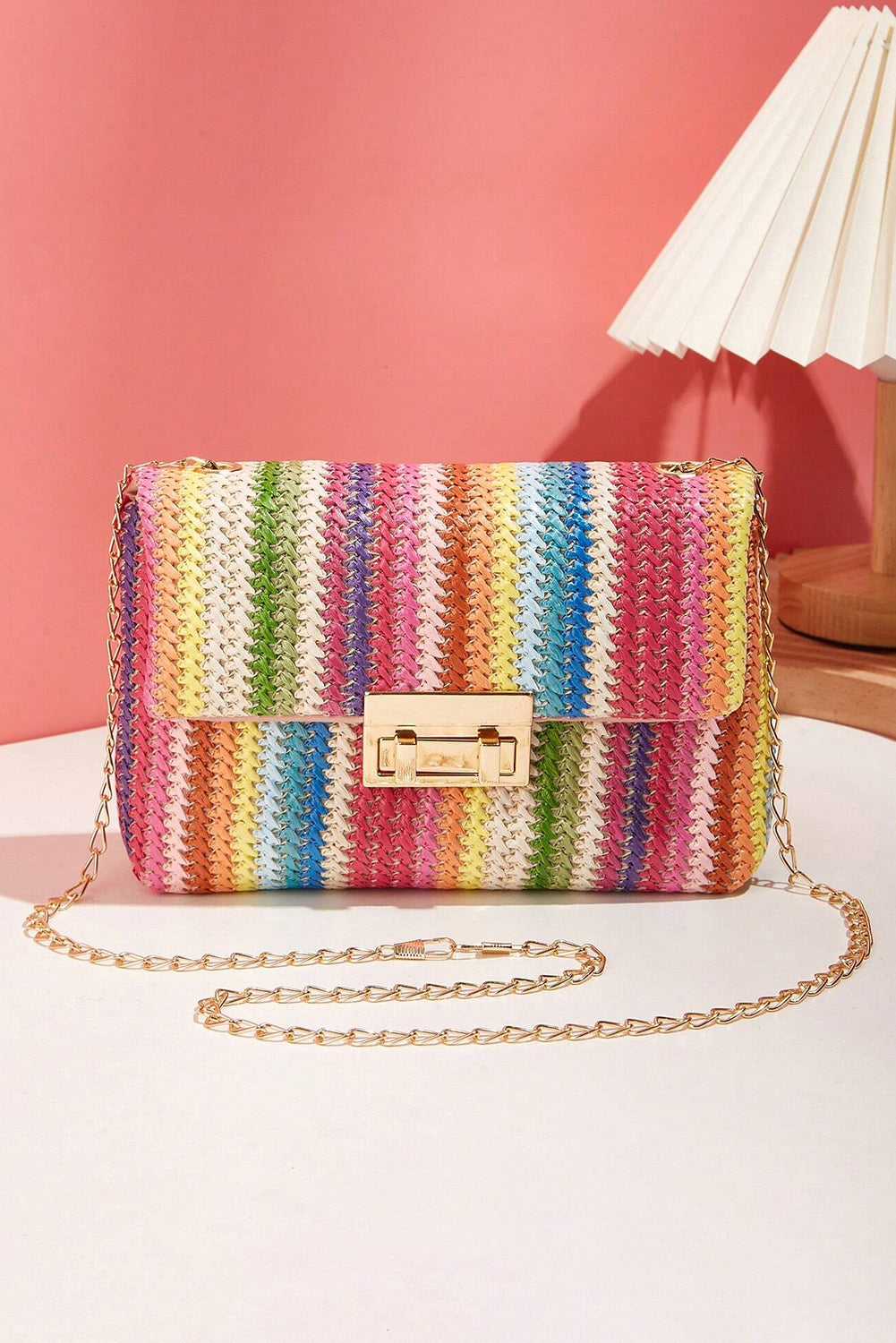 Multicolour Bohemian Woven Gold Chain Shoulder Bag-Shoes & Bags/Shoulder Bags-[Adult]-[Female]-Multicolour-ONE SIZE-2022 Online Blue Zone Planet