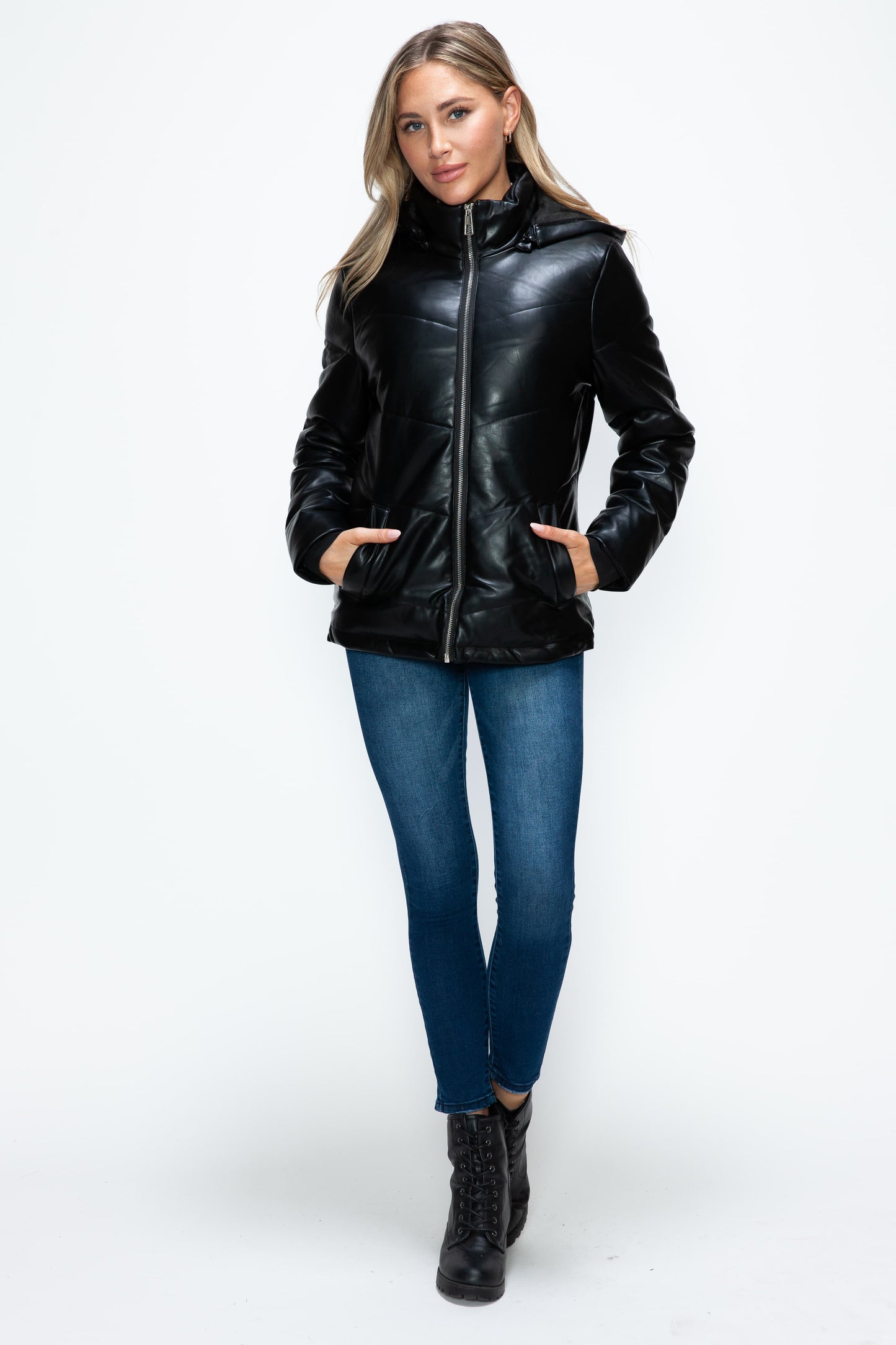 Blue Zone Planet | How Dare U Pocketed Zip Up Puffer Jacket with Removable Hood-TOPS / DRESSES-[Adult]-[Female]-2022 Online Blue Zone Planet