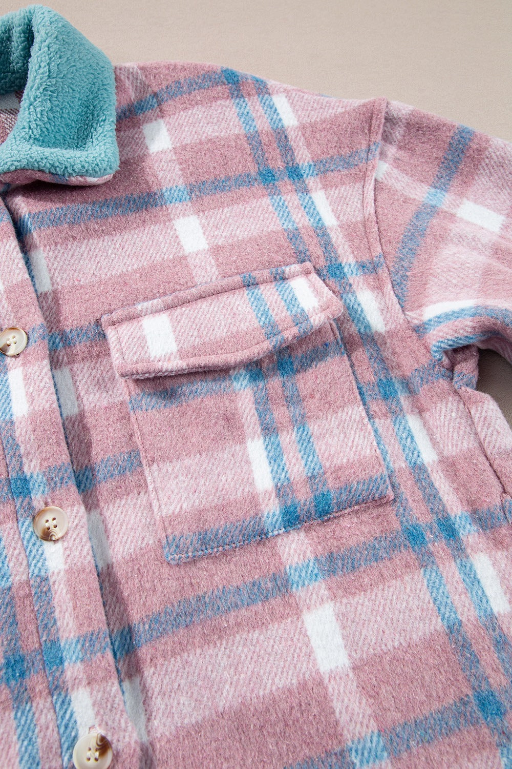 Plaid Collared Neck Flap Pockets Shacket-TOPS / DRESSES-[Adult]-[Female]-2022 Online Blue Zone Planet