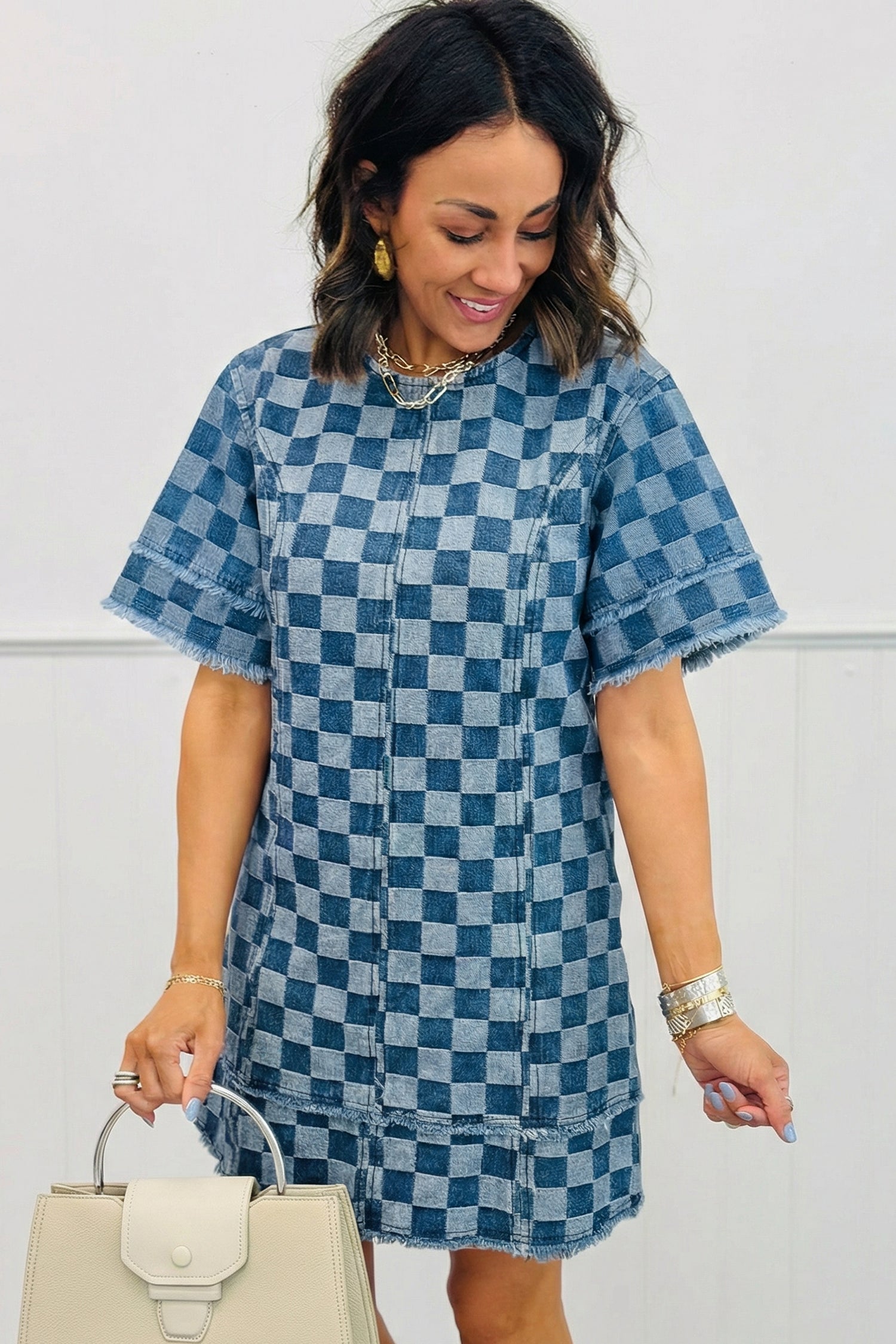 blue checkered mini dress Jorah Mini Dress