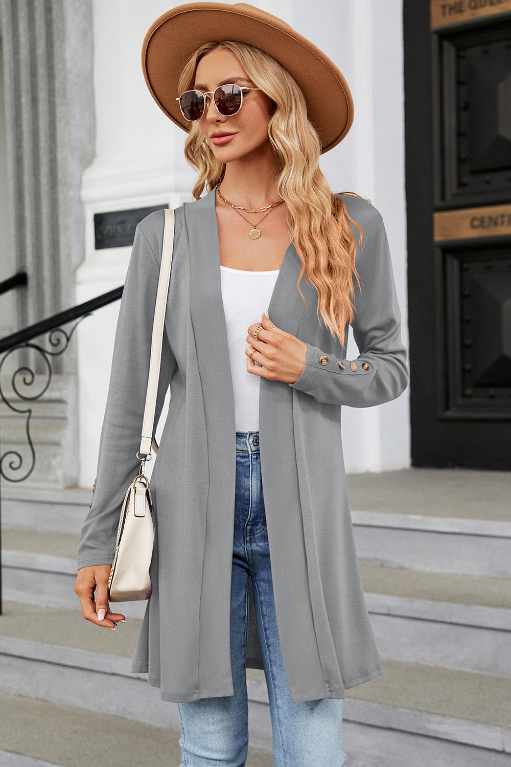 Open Front Long Sleeve Cardigan-TOPS / DRESSES-[Adult]-[Female]-2022 Online Blue Zone Planet