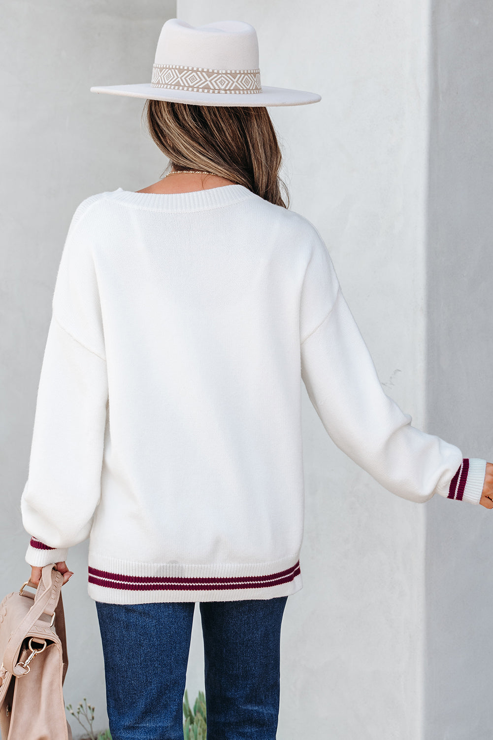 White See You Cowboy Embroidered Western Graphic Sweater-TOPS / DRESSES-[Adult]-[Female]-2022 Online Blue Zone Planet