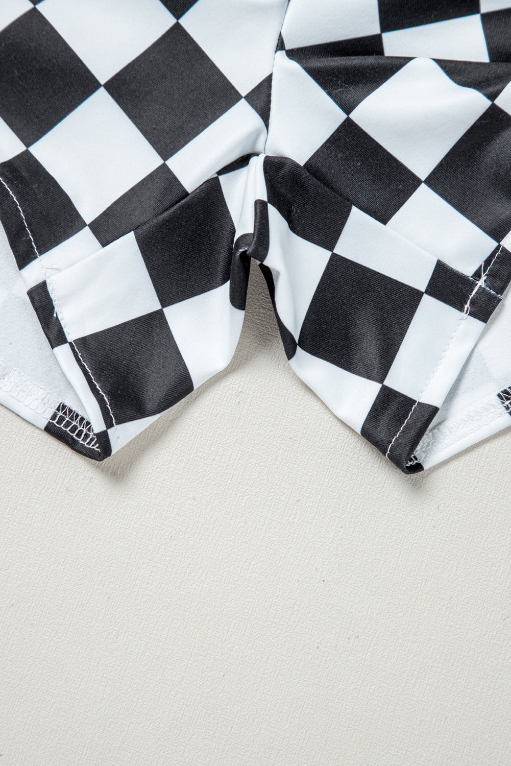 Blue Zone Planet | Black Checkered Print High Waist Casual Shorts-Bottoms/Casual Shorts-[Adult]-[Female]-2022 Online Blue Zone Planet