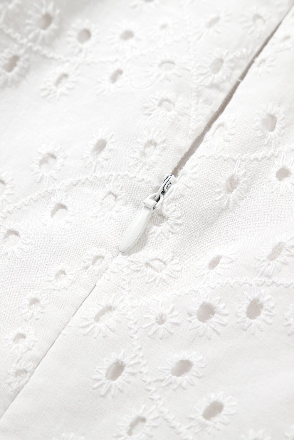 White Floral Eyelet Embroidered Sleeveless Shift Dress White Floral Eyelet Embroidered Sleeveless Shift Dress