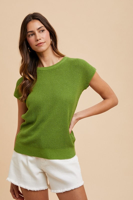 Annie Wear Round Neck Short Sleeve Sweater-TOPS / DRESSES-[Adult]-[Female]-2022 Online Blue Zone Planet