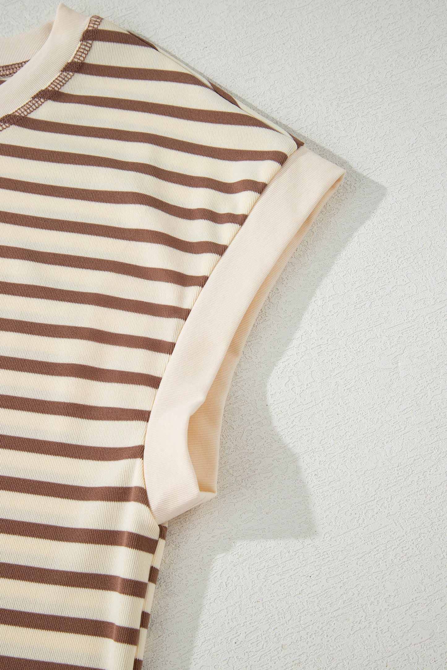Brown Stripe Half Buttons Top and Shorts Set-Two Piece Sets/Short Sets-[Adult]-[Female]-2022 Online Blue Zone Planet