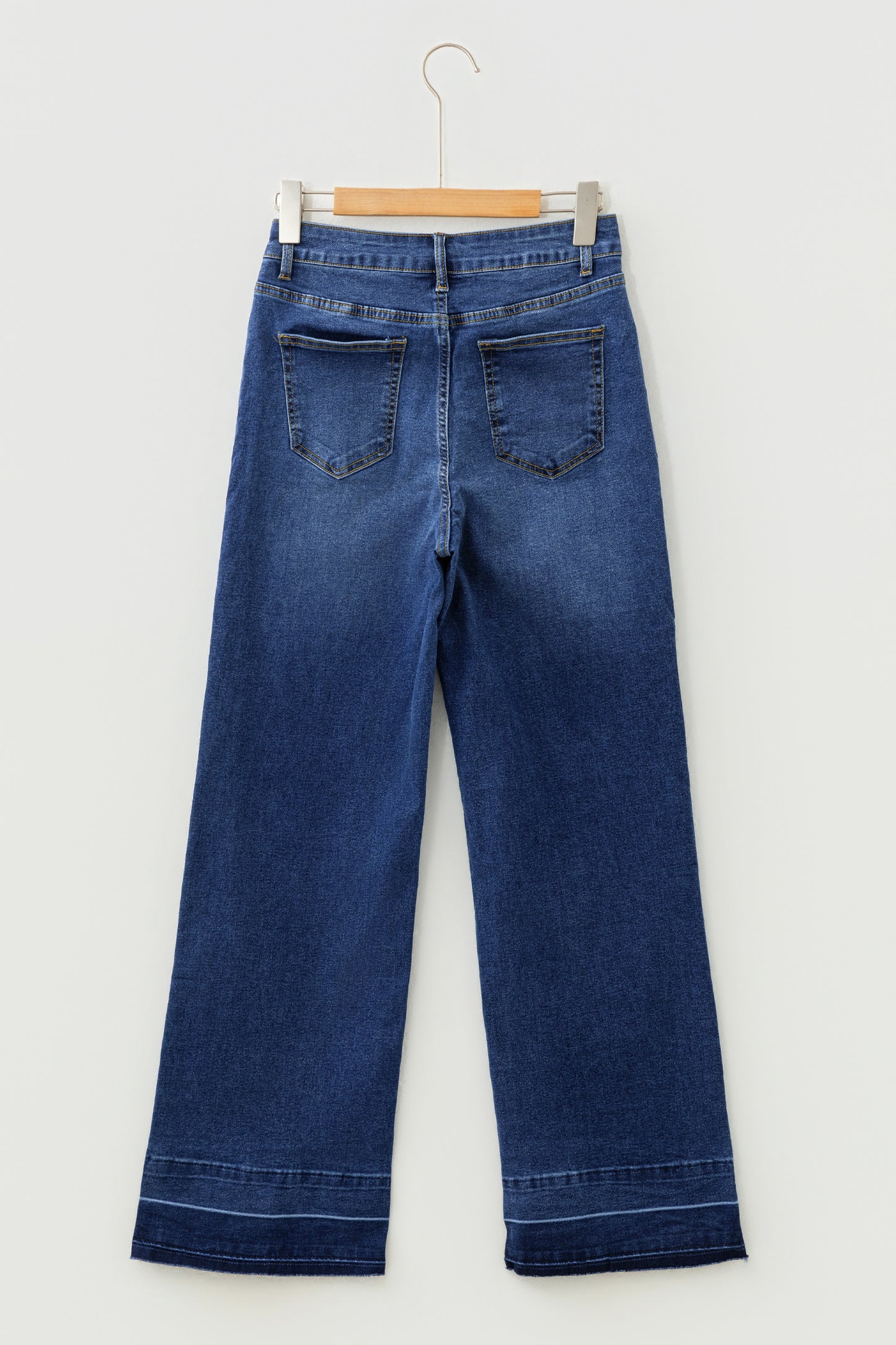 Real Teal Raw Hem Unique Cuffs Straight High Rise Loose Jeans-Bottoms/Jeans-[Adult]-[Female]-2022 Online Blue Zone Planet