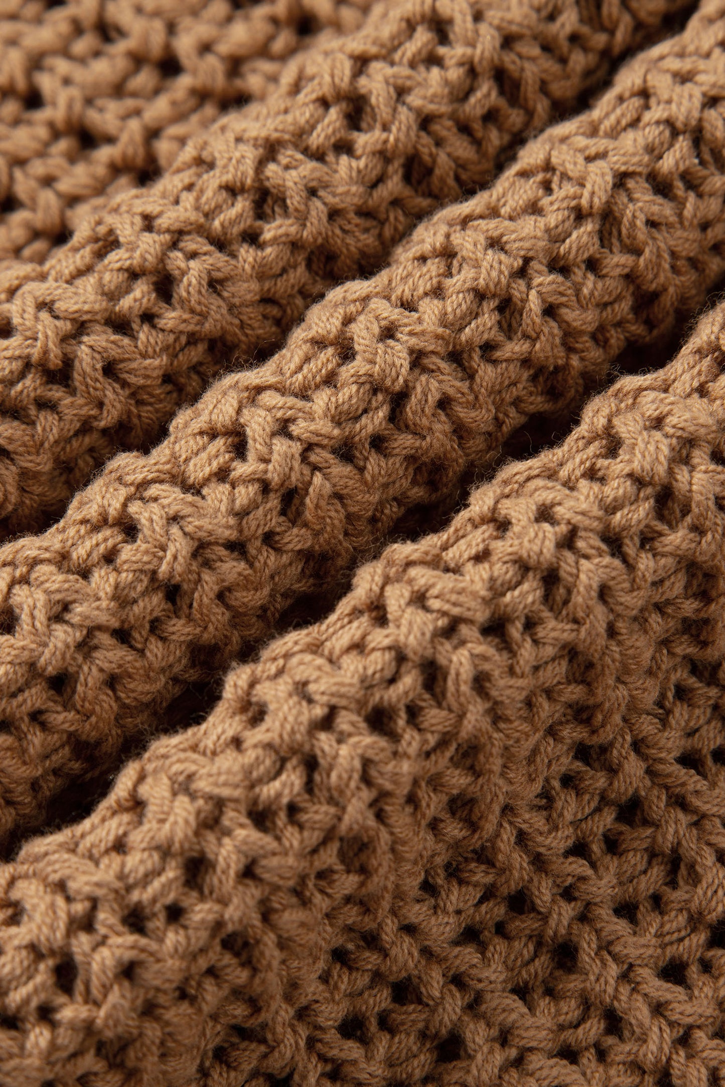 Camel Hollowed Detail Wide Sleeve Loose Pullover Sweater-TOPS / DRESSES-[Adult]-[Female]-2022 Online Blue Zone Planet