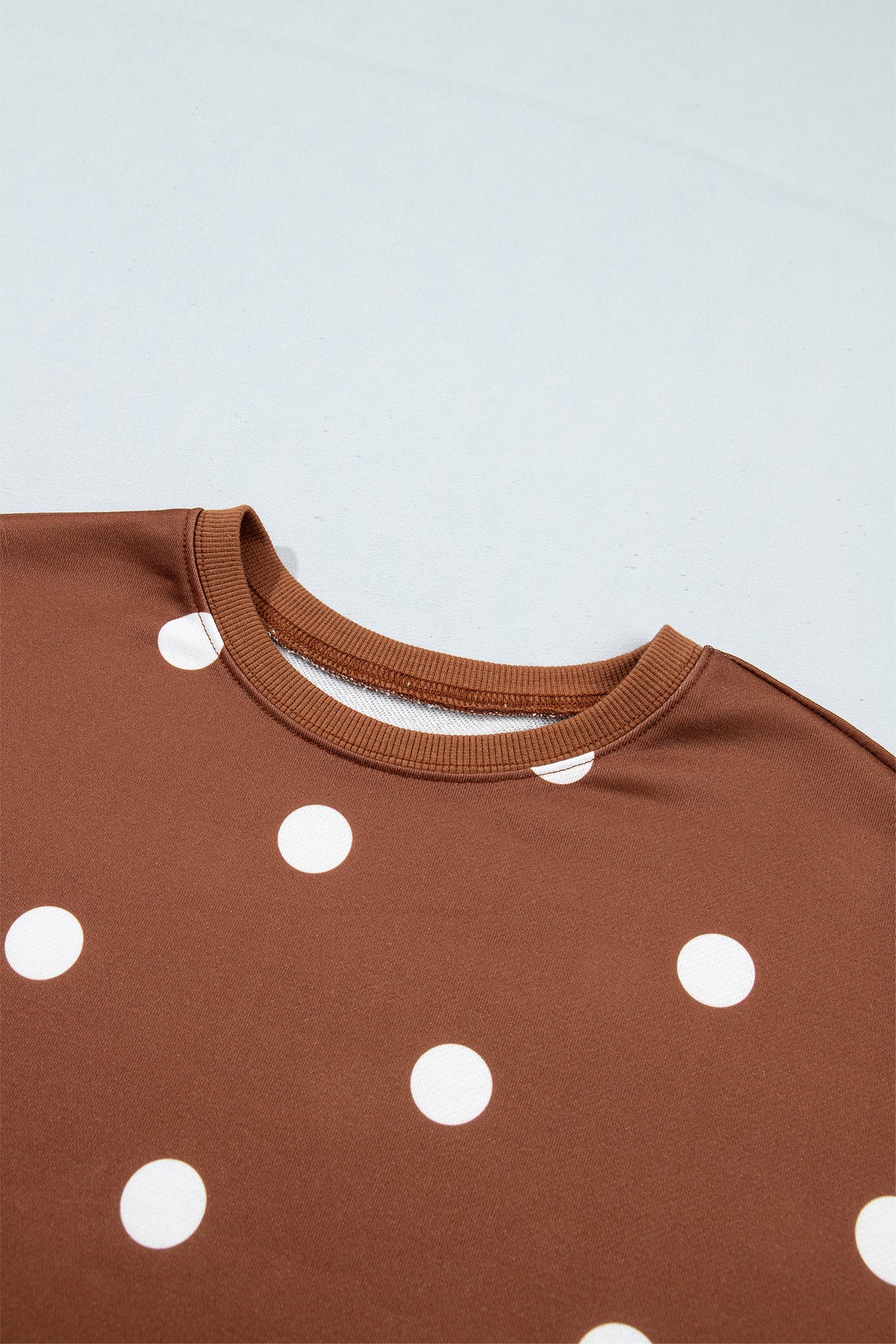 Brown Polka Dot Raw Hem Relaxed Pullover Loose Skort Two Piece Set-Two Piece Sets/Short Sets-[Adult]-[Female]-2022 Online Blue Zone Planet
