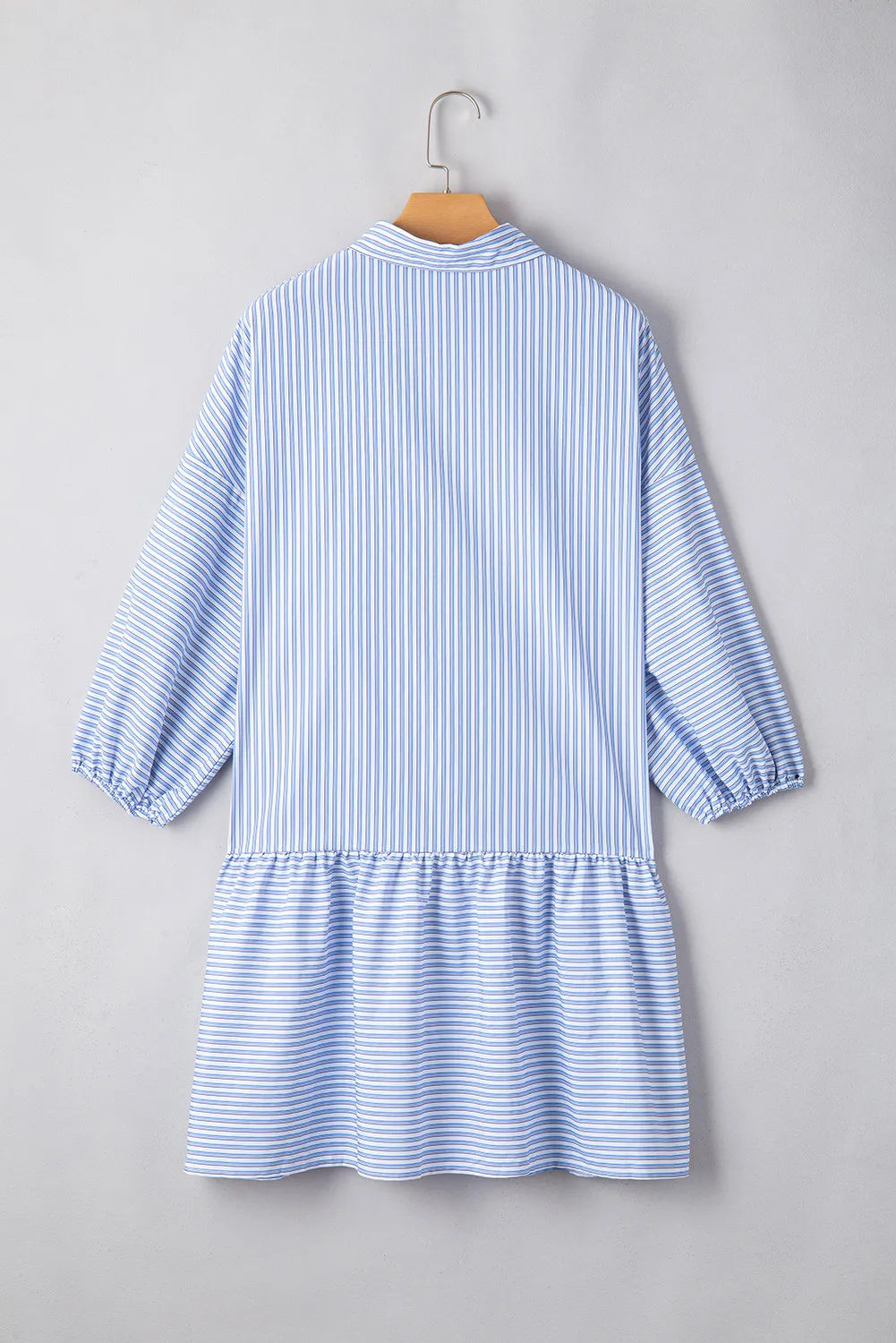 Striped Collared Neck Mini Dress-TOPS / DRESSES-[Adult]-[Female]-2022 Online Blue Zone Planet