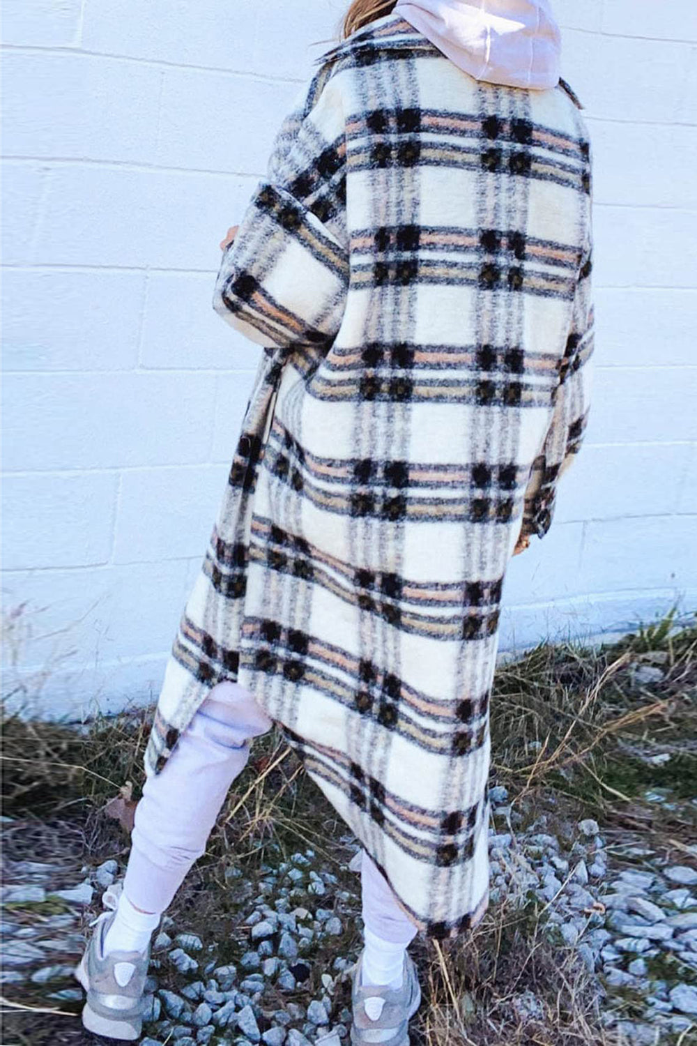 Pocketed Plaid Long Sleeve Coat-TOPS / DRESSES-[Adult]-[Female]-2022 Online Blue Zone Planet