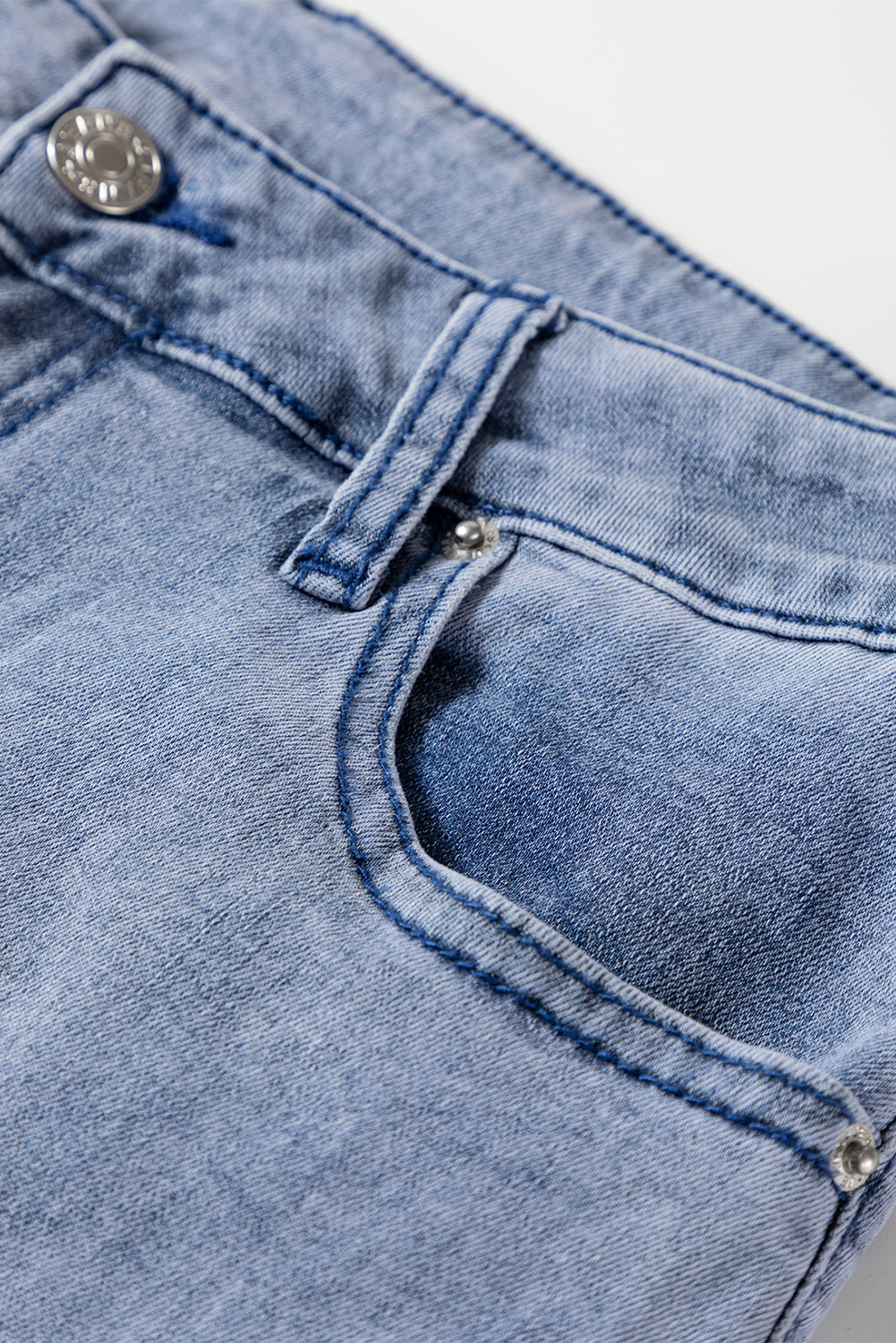 Beau Blue High Waist Button Zip Fly Bell Bottom Jeans-Bottoms/Jeans-[Adult]-[Female]-2022 Online Blue Zone Planet