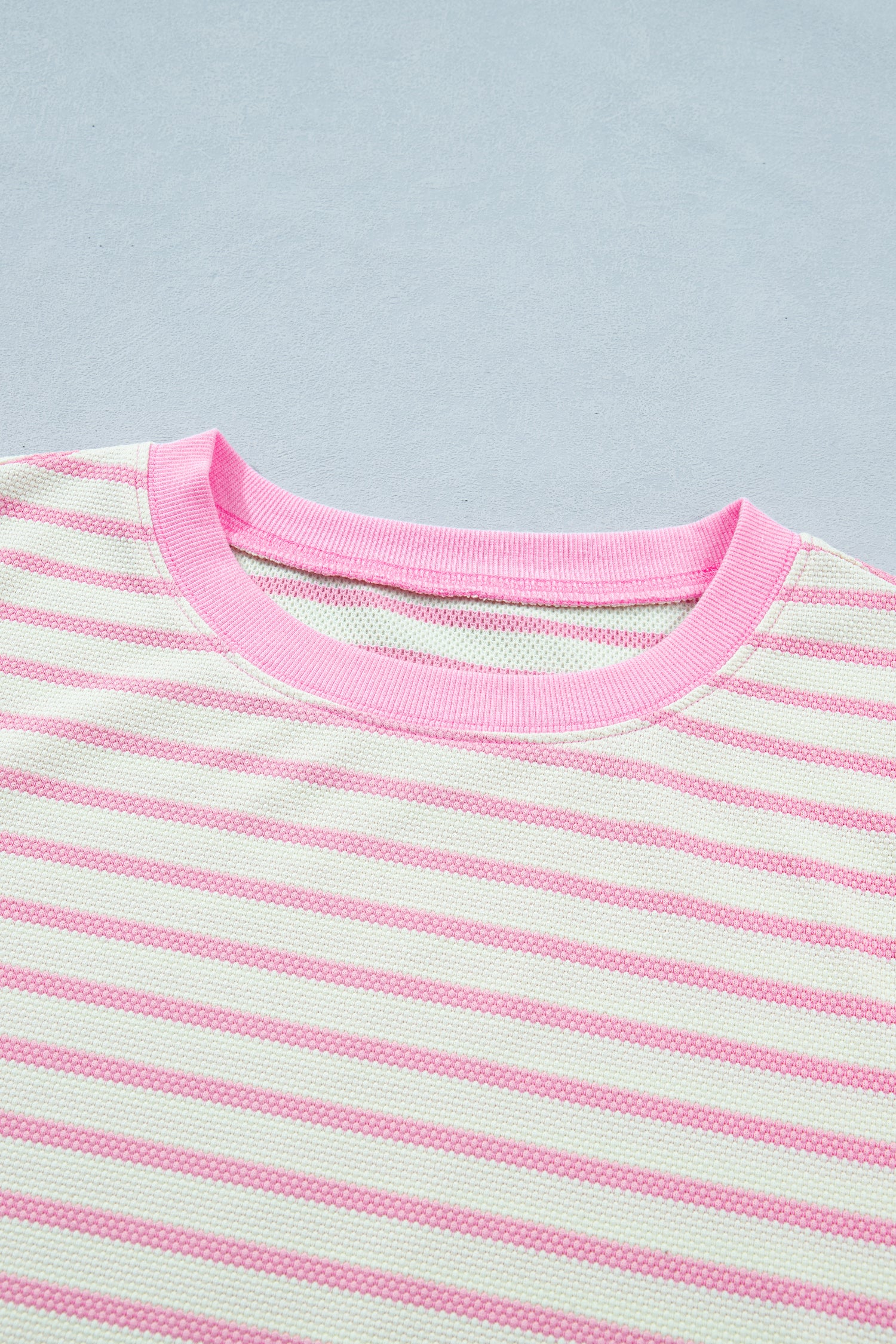 Pink Stripe Ruffled Short Sleeve Patchwork Blouse-Tops/Blouses & Shirts-[Adult]-[Female]-2022 Online Blue Zone Planet