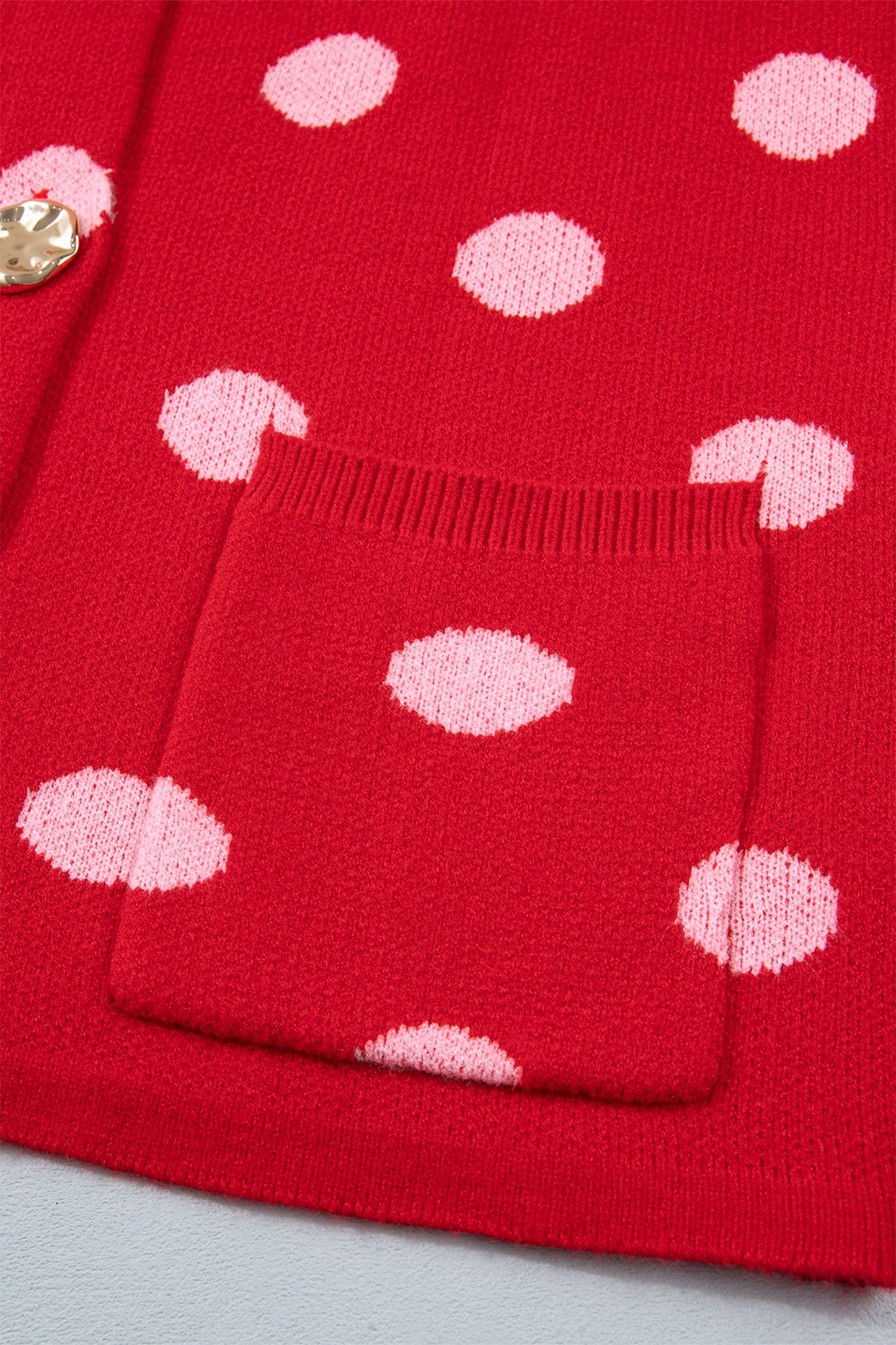 Red Polka Dot Sleeveless Knit Button Drop Shoulder Sweater Vest-TOPS / DRESSES-[Adult]-[Female]-2022 Online Blue Zone Planet