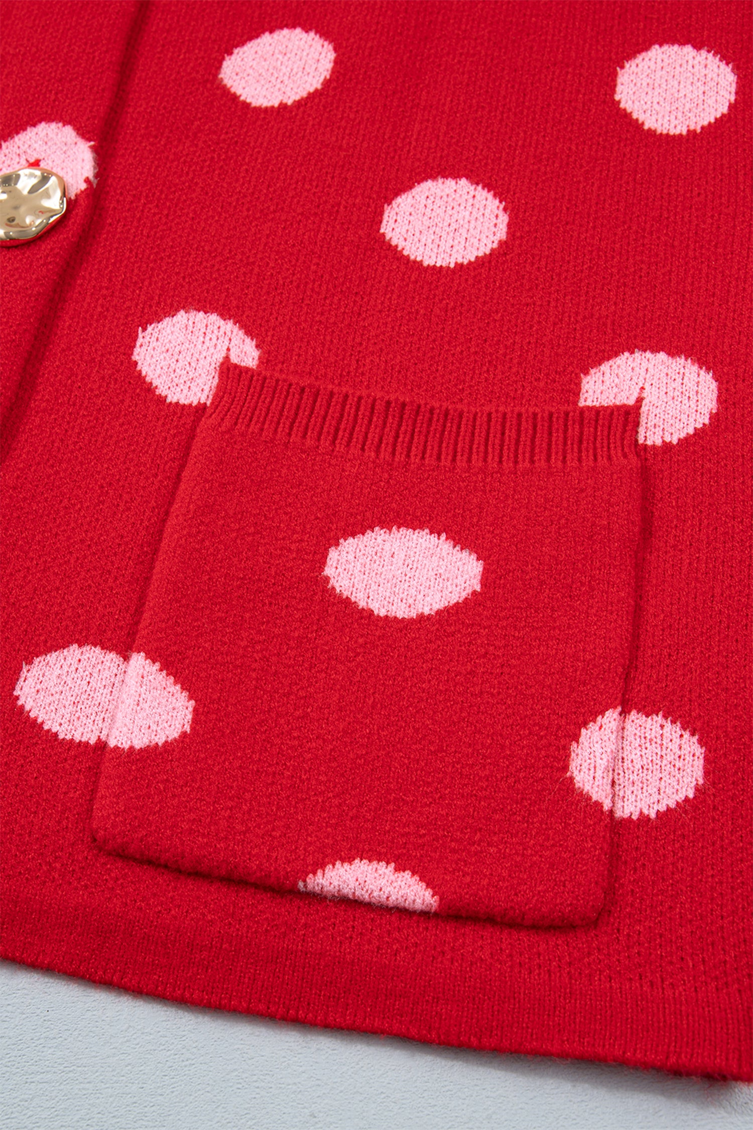 Red Polka Dot Sleeveless Knit Button Drop Shoulder Sweater Vest-TOPS / DRESSES-[Adult]-[Female]-2022 Online Blue Zone Planet