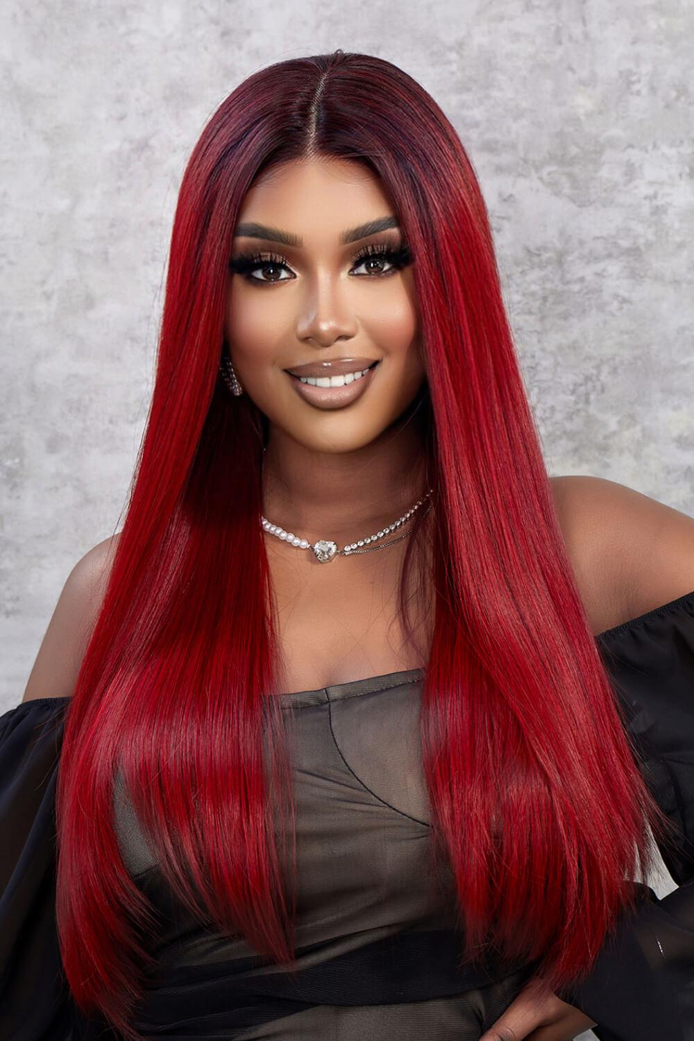13*2" Lace Front Wigs Synthetic Straight 26" 150% Density BLUE ZONE PLANET