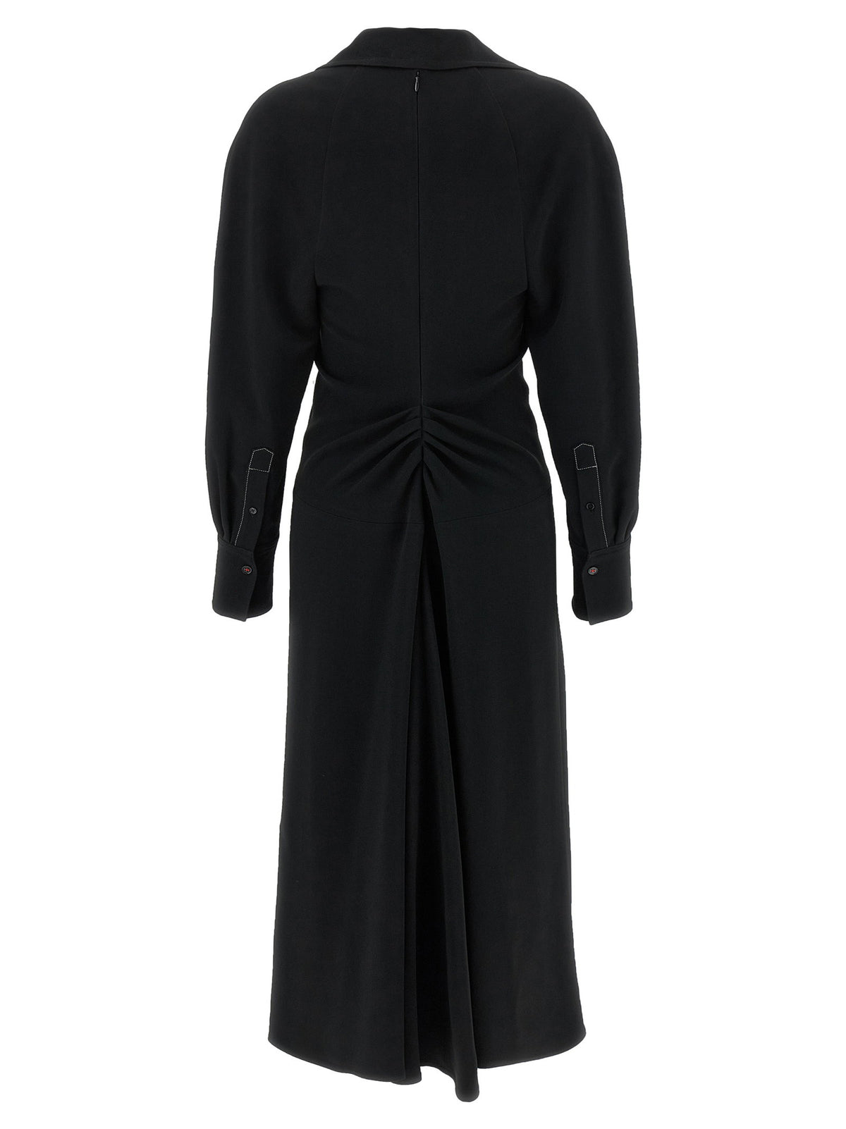 Victoria Beckham Long Sleeve Polo Collar Midi Dress-Dresses-[Adult]-[Female]-2022 Online Blue Zone Planet